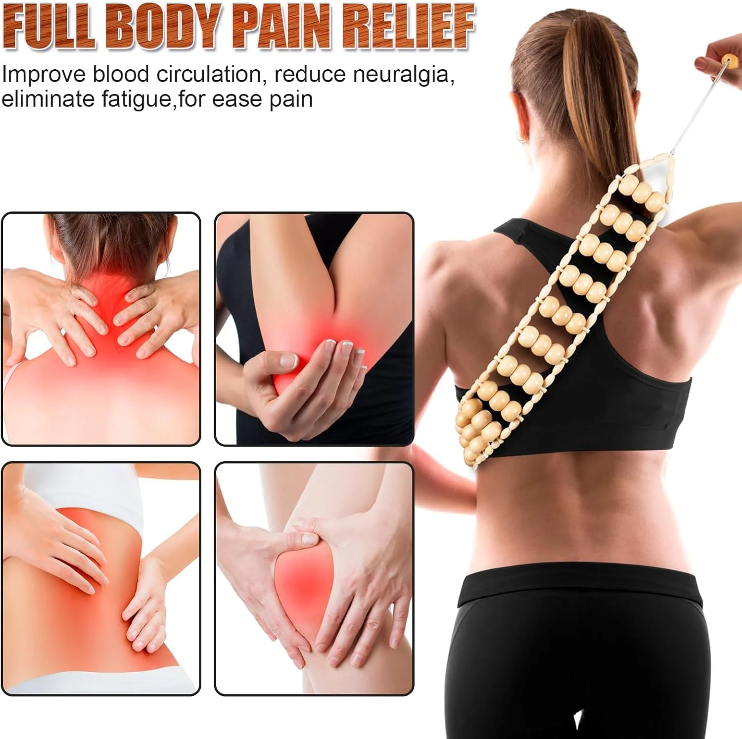 ماساژور غلتکی چوبی آزونی، غلتک ماساژ چوبی، ابزارهای ماساژ چوبی، ماساژور غلتکی، ماساژور حرفه ای برای فرم دهی بدن، کانتورینگ، تسکین عضلات گردن و پا