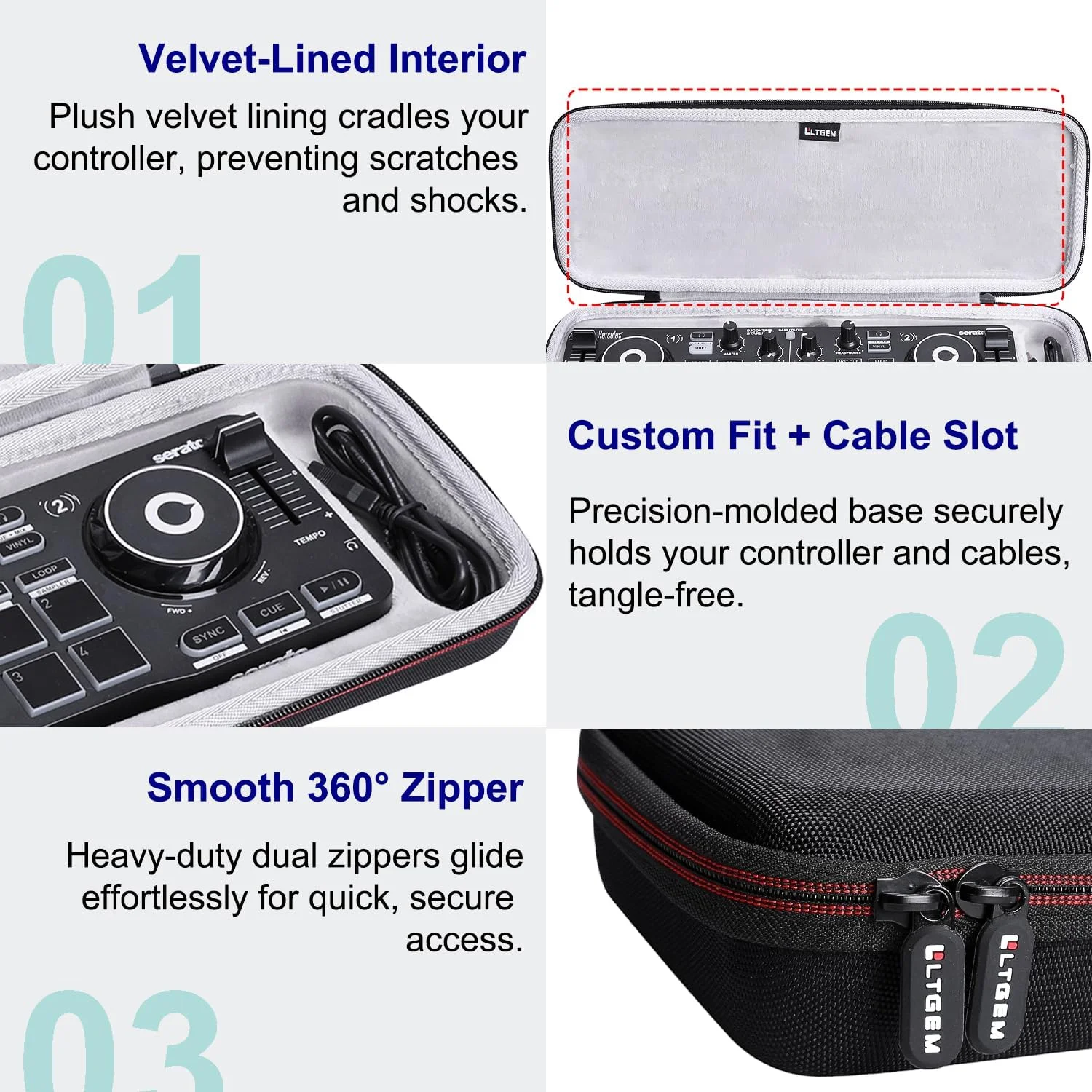 کیف محافظ کنترلر DJ مدل LTGEM مناسب برای Hercules Compact DJ DJControl Starlight - کیف حمل محافظتی و مقاوم
