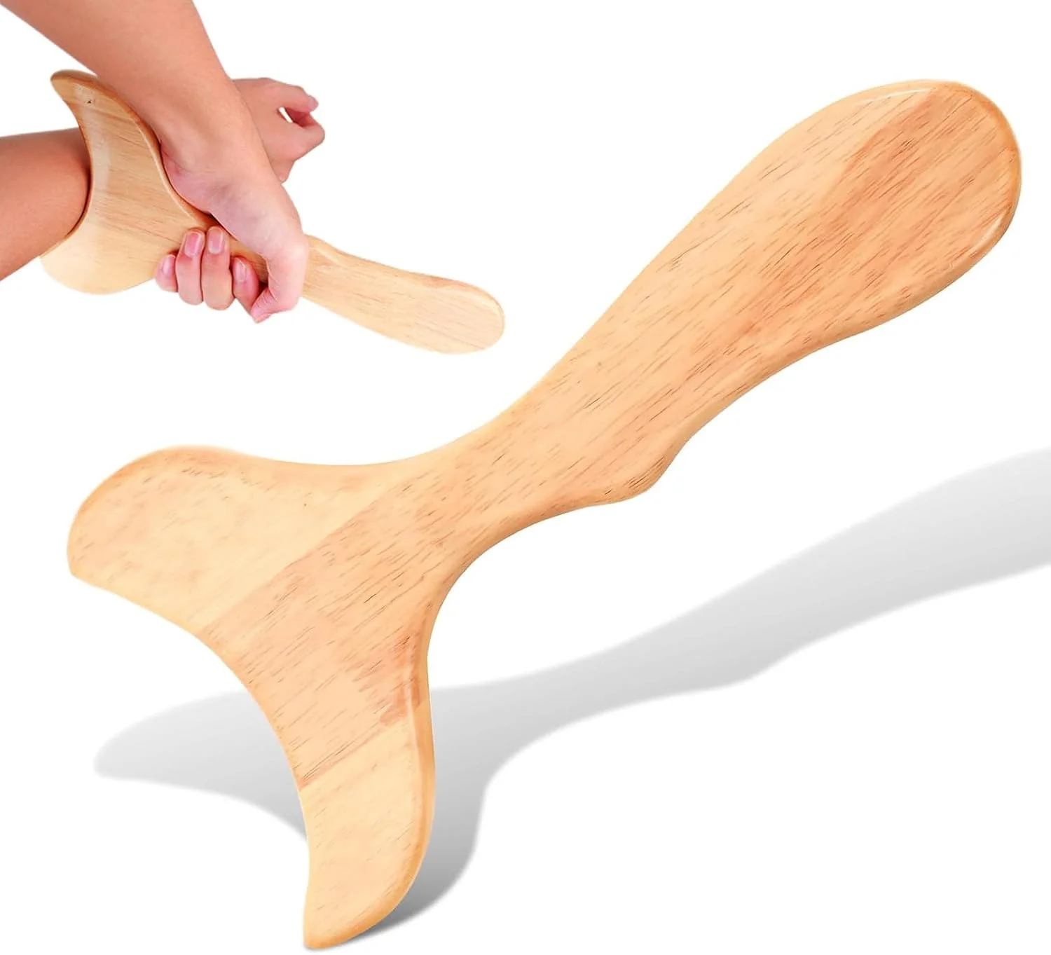 ابزار گوا شا چوبی BIGTHREE، ماساژور تخلیه لنفاوی چوبی به شکل دم ماهی، ابزار ماساژ درمانی برای سلولیت و فرم دهی، تسکین تنش عضلانی، ابزار گوا شا برای فرم دادن به بدن (لطفا توجه کنید)