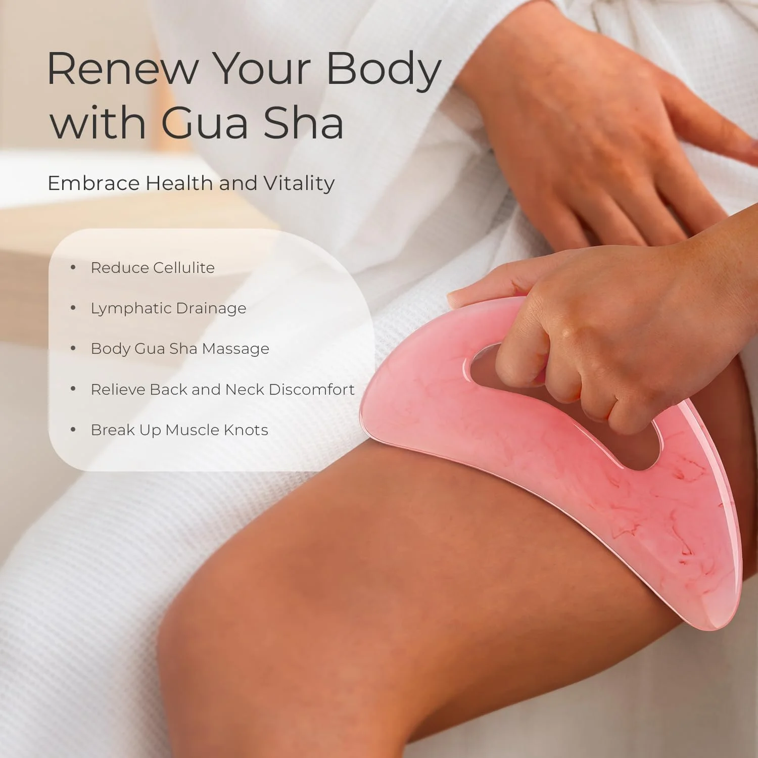 ابزار ماساژ گوا شا BIGTHREE، ابزار ماساژ رزینی، ماساژور تخلیه لنفاوی، با دسته، مناسب برای ماساژ پشت، گردن، صورت، پا، رفع سلولیت، مناسب برای هدیه، صورتی.