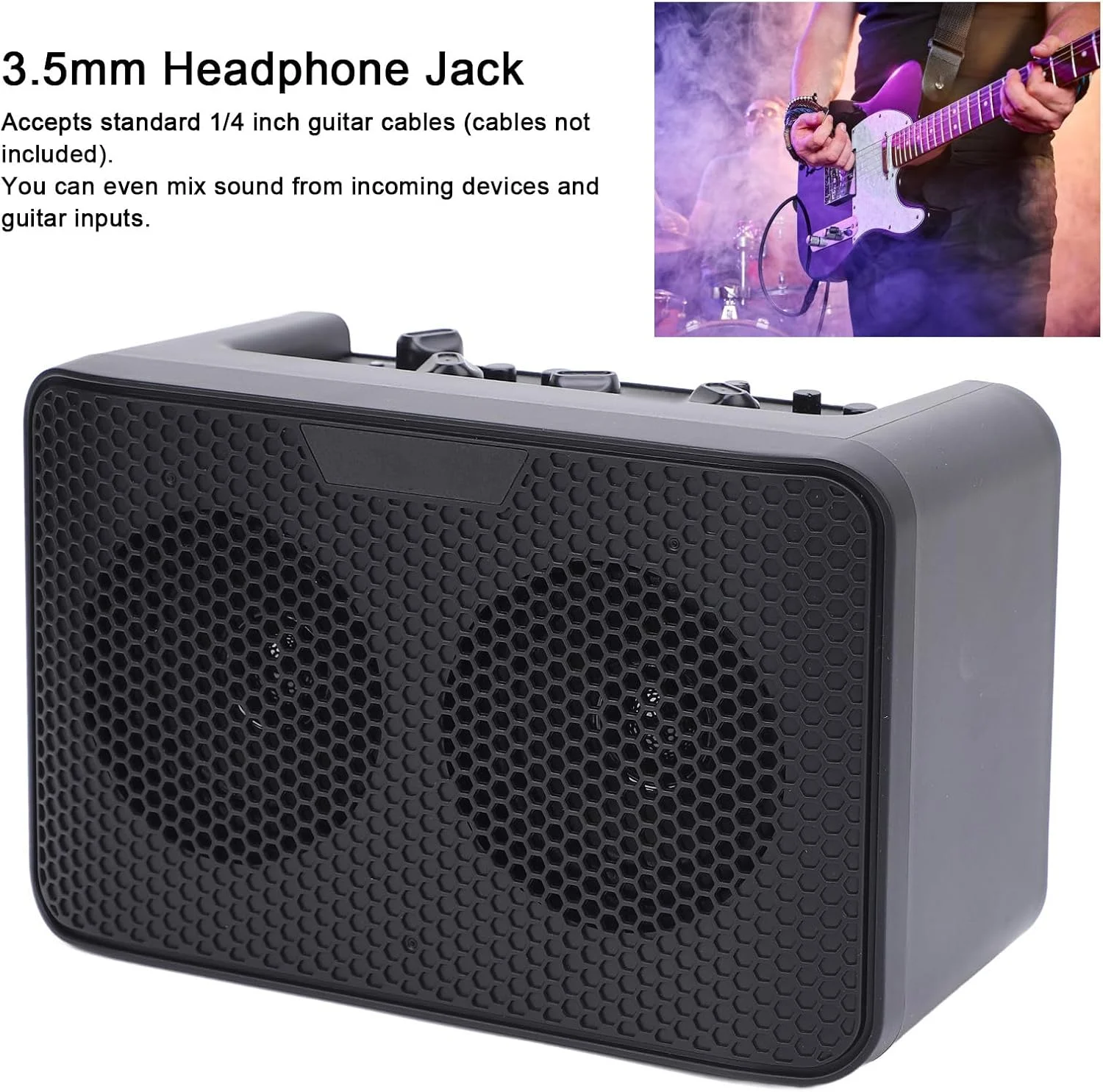 آمپلی فایر گیتار 10 واتی، جمع و جور و قابل حمل برای اجرا، دارای واحد افکت تاخیر داخلی و جنس عالی، ایده آل برای نوازندگان در حال حرکت