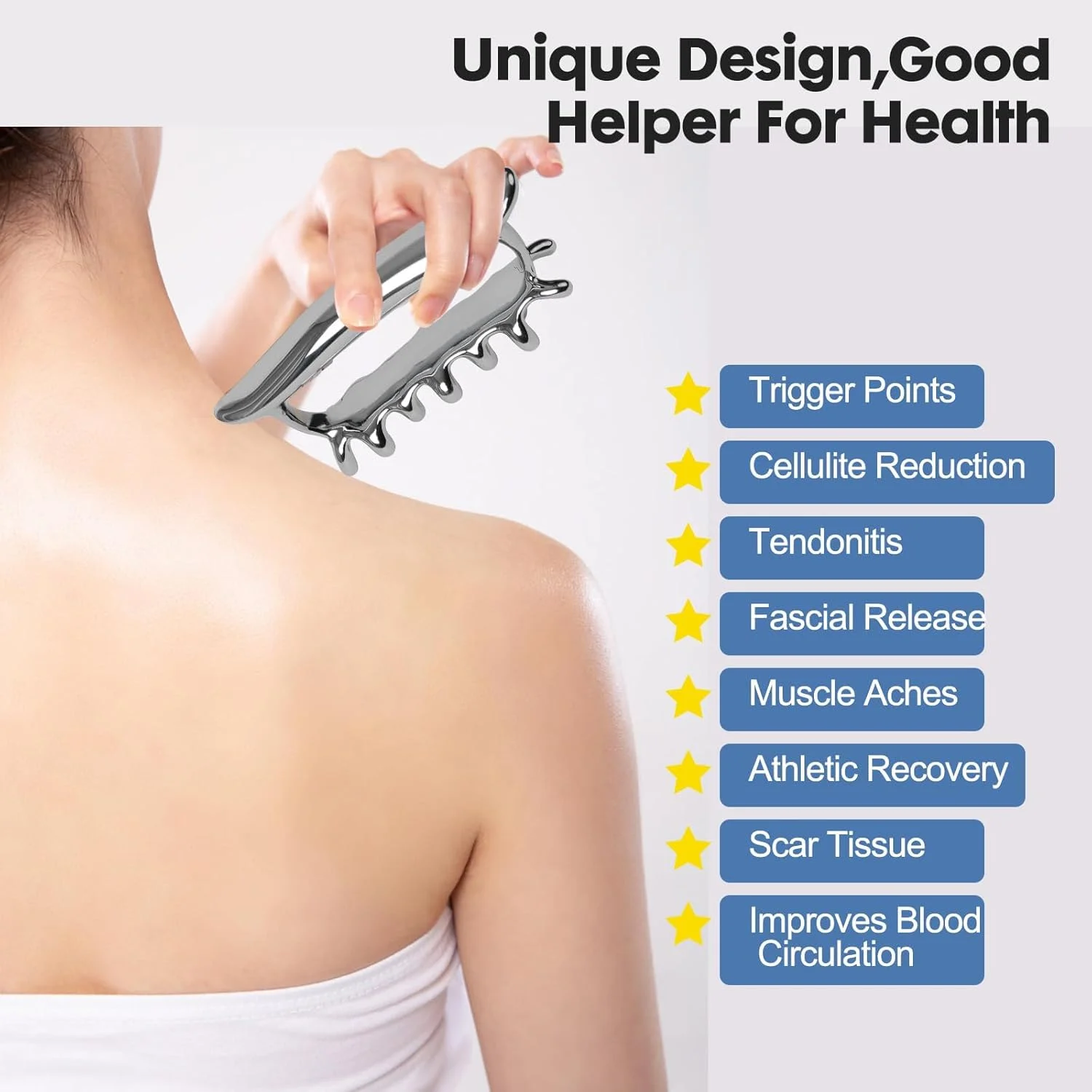 ابزار ماساژ بافت عمیق نالاکال، تخلیه لنفاوی، ماساژ ضد سلولیت، تسکین گره های عضلانی و درمان گوا شا - ابزار چند منظوره ماساژ نقطه ماشه ای و رهاسازی میوفاشیال