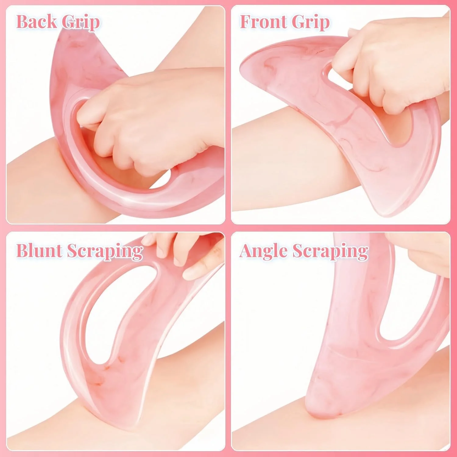 ابزار ماساژ گوا شا بدن، ماساژور بزرگ گوا شا، ماساژور تخلیه لنفاوی، ابزار خراش دادن برای ریلکسیشن عضلات و رفع خستگی با دسته برای صورت، گردن، پشت، پاها و عضلات