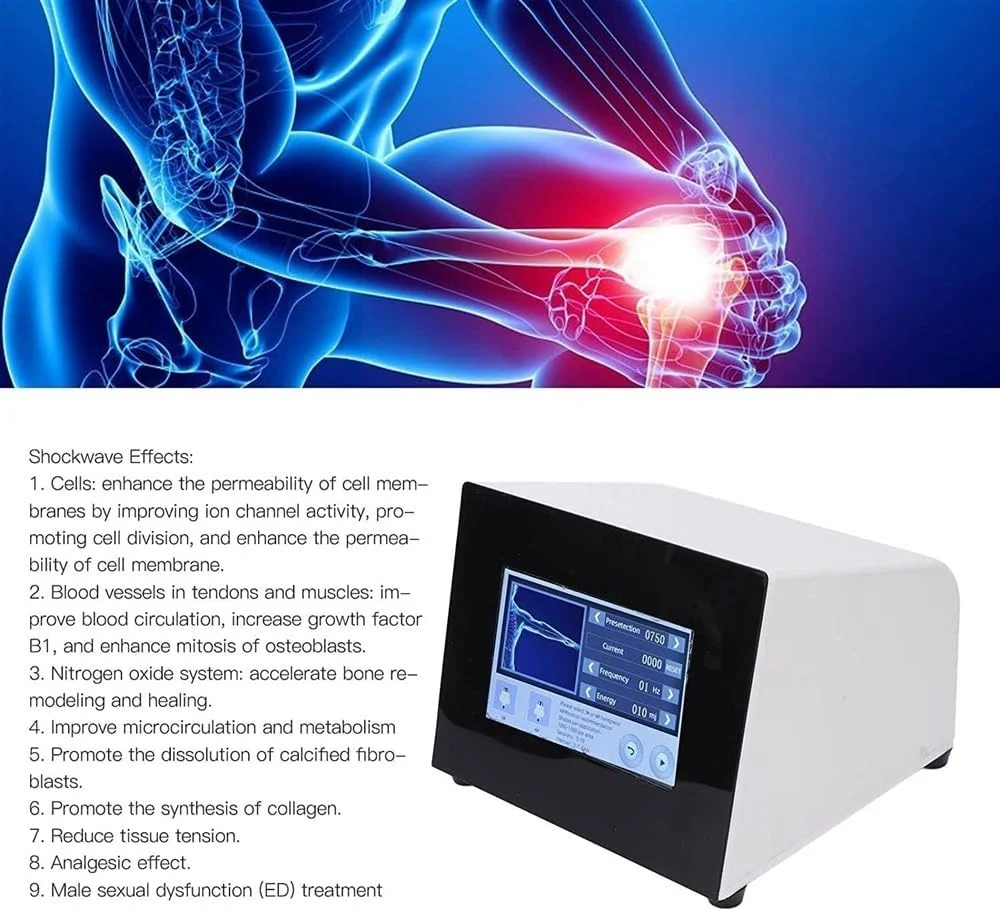 دستگاه ماساژور تسکین درد حرفه ای با موج شوک برای تسکین درد، ماساژ، فرم دهی بدن و درمان اختلال نعوظ به همراه 9 سری ماساژ