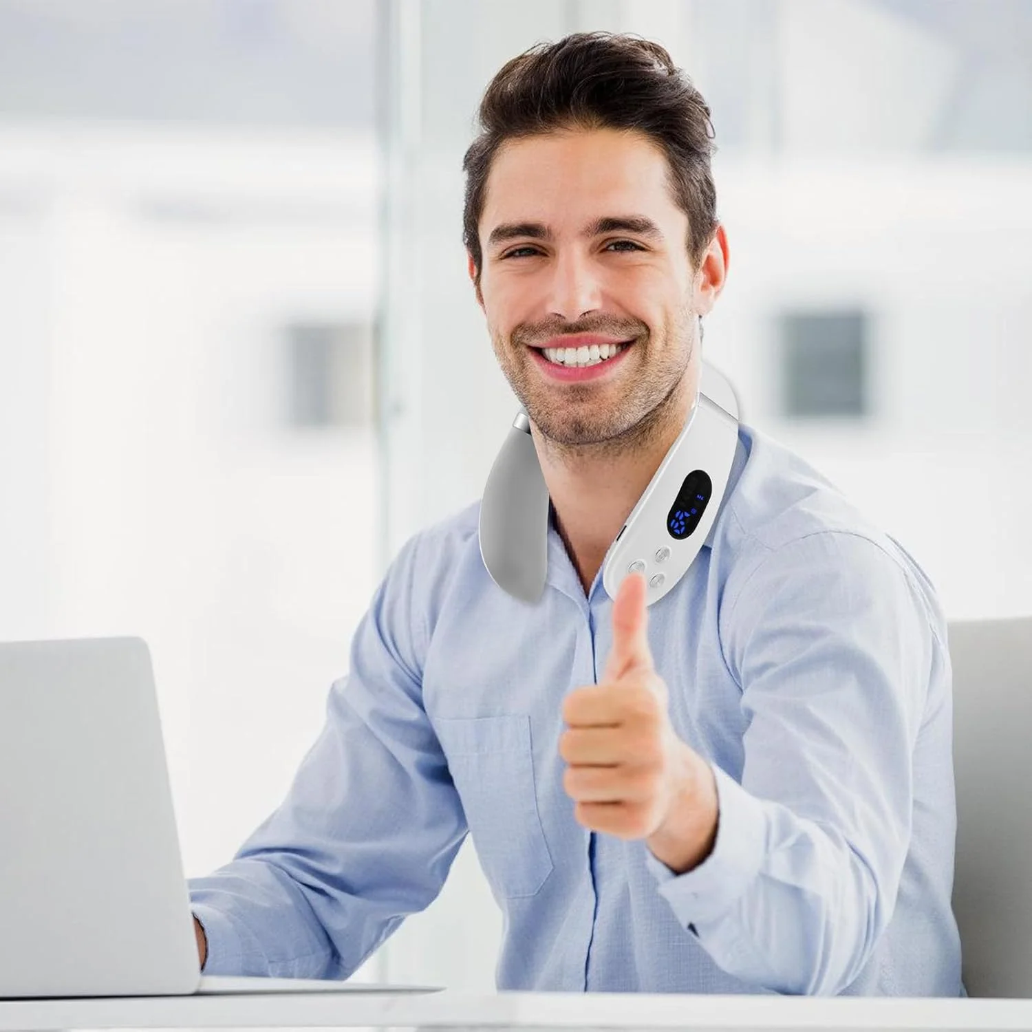 ماساژور گردن بافت عمیق، ماساژور عضلات گردن با پالس حرارتی | دستگاه ماساژ ریلکس کننده شانه ارگونومیک برای سفر، خانه و دفاتر کار