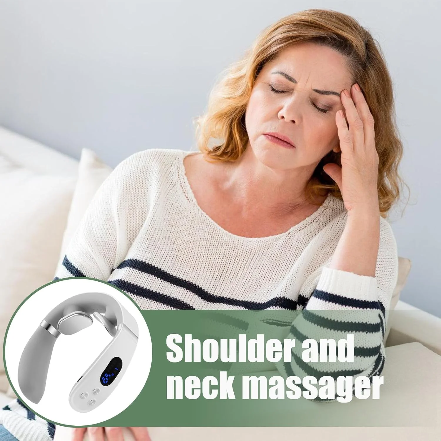 ماساژور گردن بافت عمیق، ماساژور عضلات گردن با پالس حرارتی | دستگاه ماساژ ریلکس کننده شانه ارگونومیک برای سفر، خانه و دفاتر کار