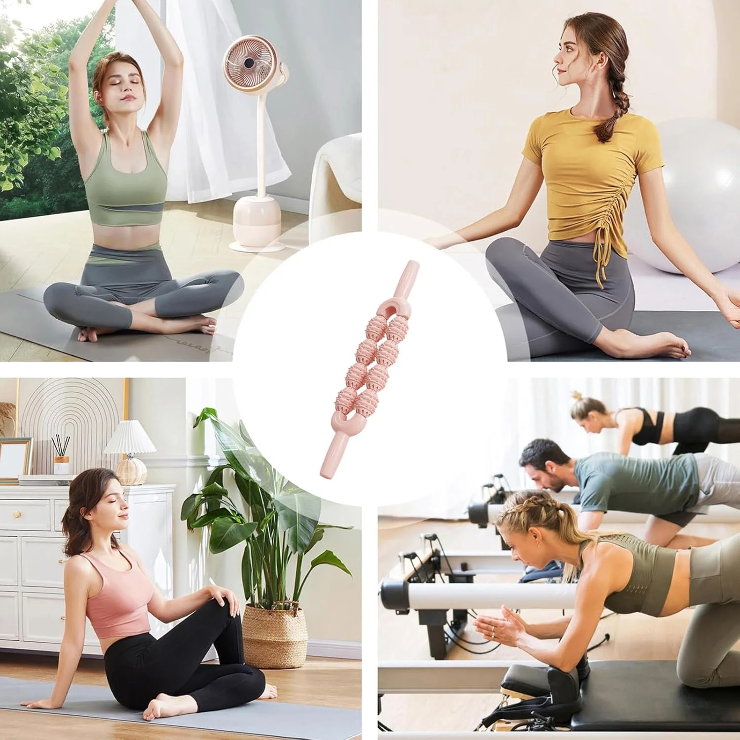 ابزار ماساژ چوب غلتکی عضلات بدن، چوب ضد لغزش برای ساق پا، بازوها، گردن، ران، ساق پا، گرفتگی عضلات، گرم کردن، مسافرت، باشگاه، دفتر، یوگا، تناسب اندام روزانه