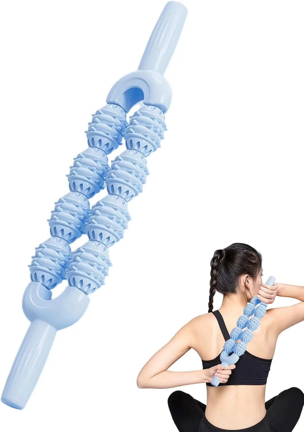 غلتک ماساژ - غلتک ماساژ بافت عمیق | ماساژور ضد لغزش برای بدن، گردن، کمر، بازوها، گرفتگی عضلات، سفتی، گرم کردن روزانه، خانه، محل کار، باشگاه، تمرین، مسافرت، تناسب اندام، زنان، مردان