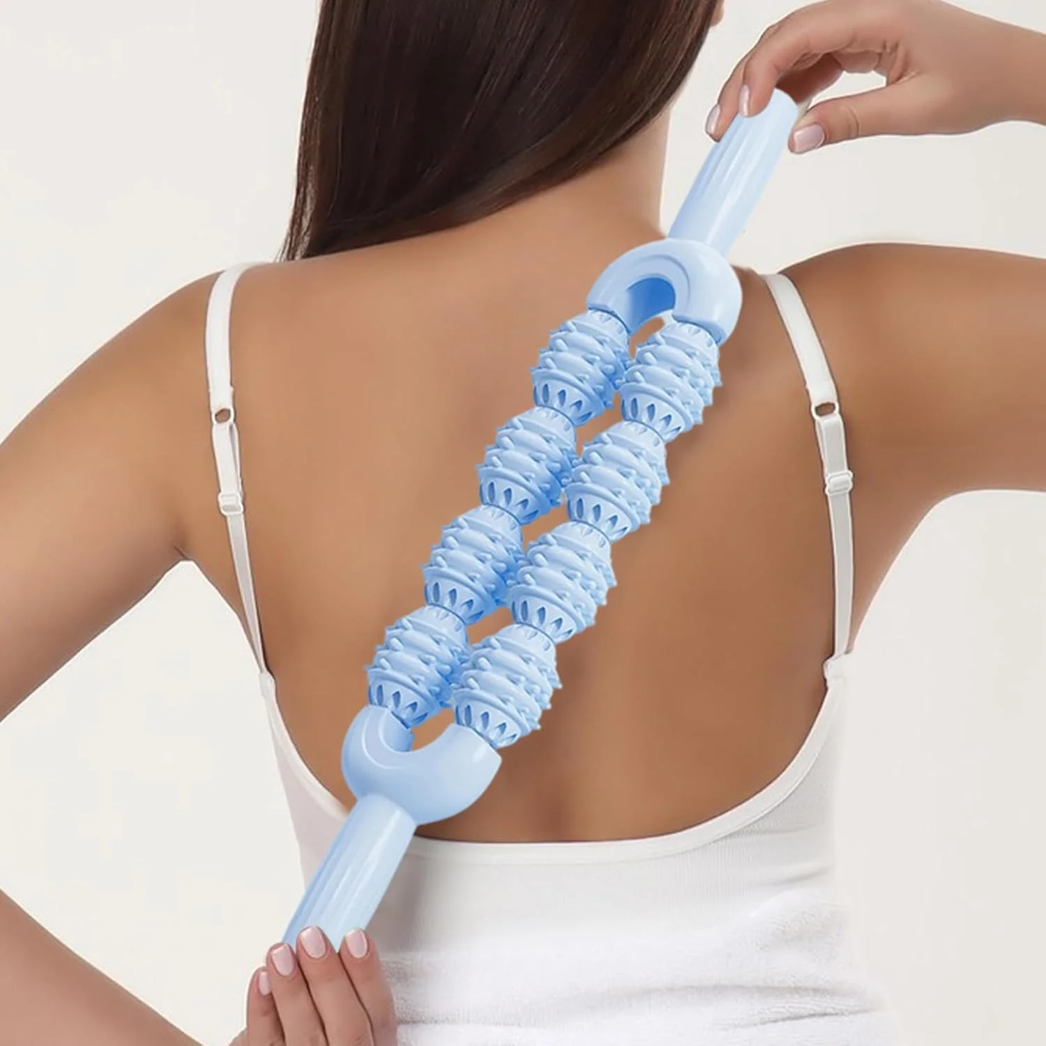 میله ماساژ، میله ماساژور بدن یوگا برای پاها - ماساژور دو ردیفه قابل حمل برای ران، ساق پا، بازو، پشت، ساق پا، گردن، سفتی بدن، گرفتگی عضلات، زنان، مردان، دفتر، تمرین روزانه