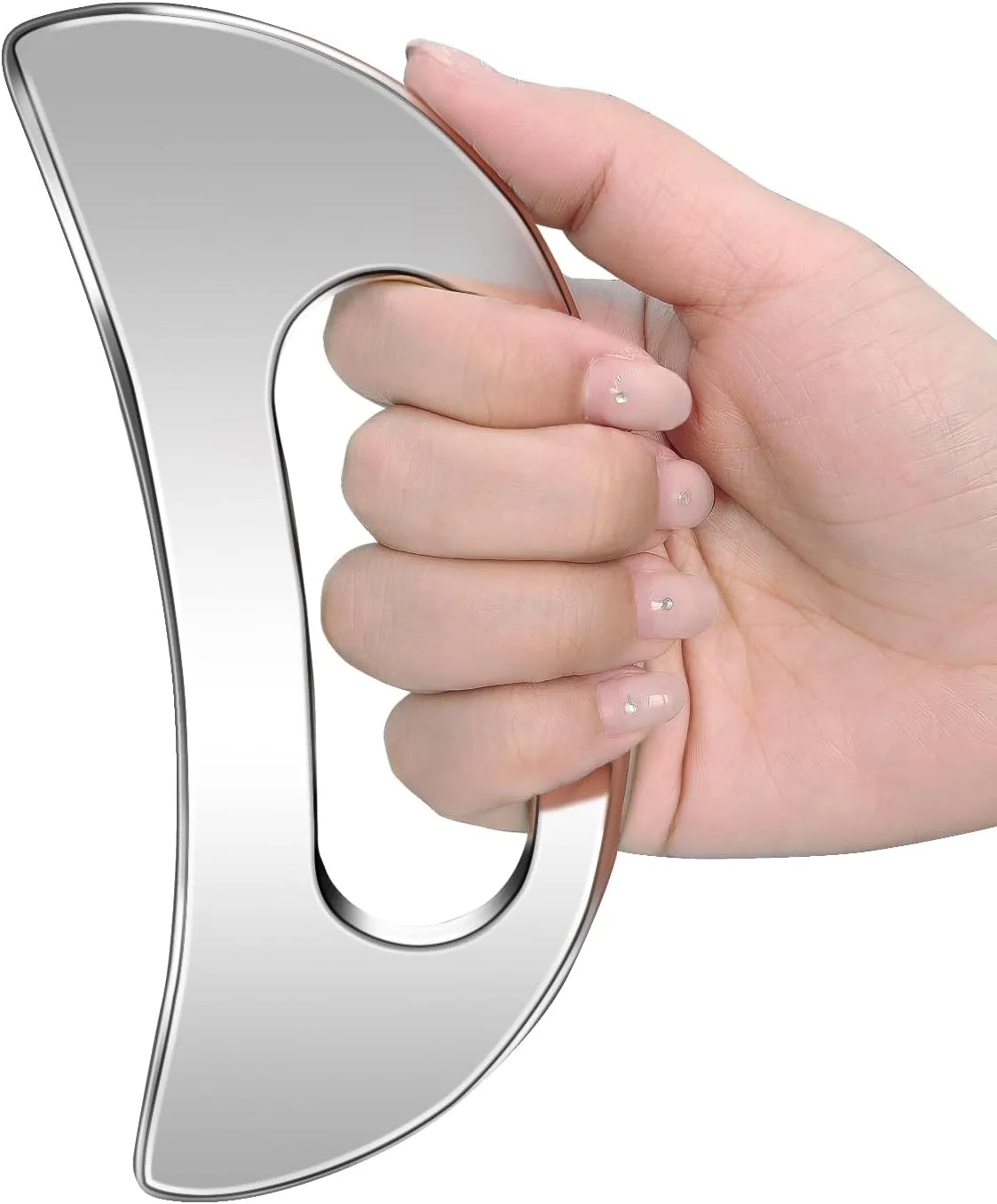 ابزار ماساژ گوا شا با دسته (استیل ضد زنگ)، ابزار خراش ماساژ عضلات بدن، ابزار فلزی بزرگتر فاشیا گوا شا برای ماساژ پشت گردن صورت پا