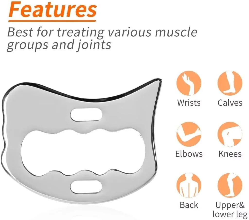ابزار ماساژ گوا شا، ابزار خراش فولاد ضد زنگ درجه یک برای ارتقاء بافت نرم، وسایل فیزیوتراپی، مورد استفاده برای پشت، پاها، بازوها، گردن، شانه، ابزار گوا شا