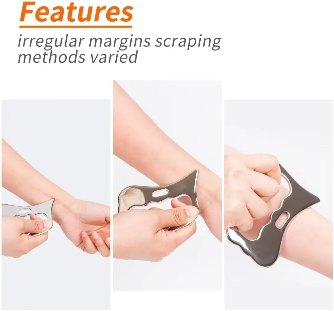 ابزار ماساژ گوا شا، ابزار خراش فولاد ضد زنگ درجه یک برای ارتقاء بافت نرم، وسایل فیزیوتراپی، مورد استفاده برای پشت، پاها، بازوها، گردن، شانه، ابزار گوا شا