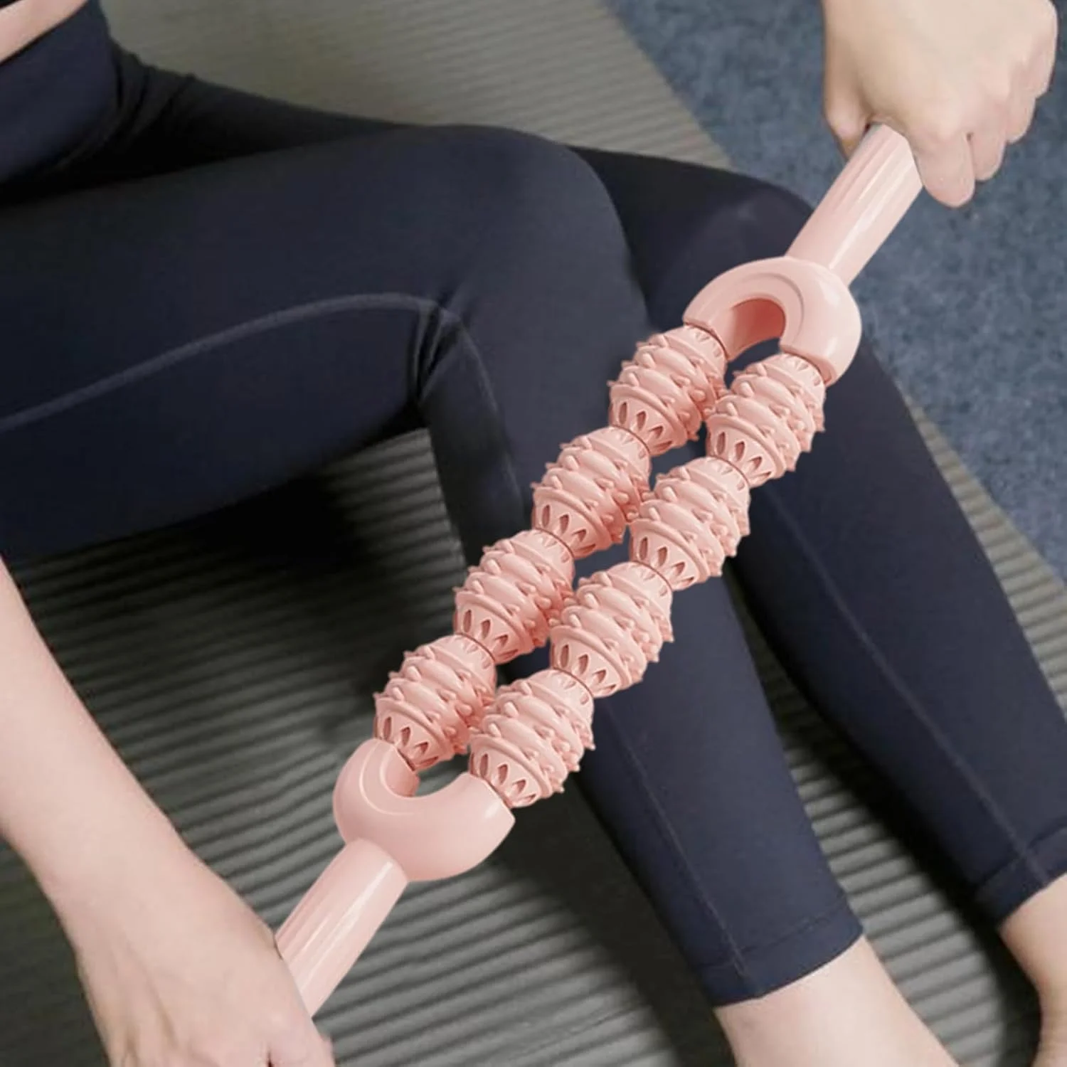 غلتک ماساژ - غلتک ماساژ عضلانی برای ورزشکاران - ماساژور دو ردیفه برای گردن، پشت، بازوها، ساق پا، ران، ساق پا، گرفتگی، گرم کردن، ورزش، یوگا، تمرینات تناسب اندام بانوان