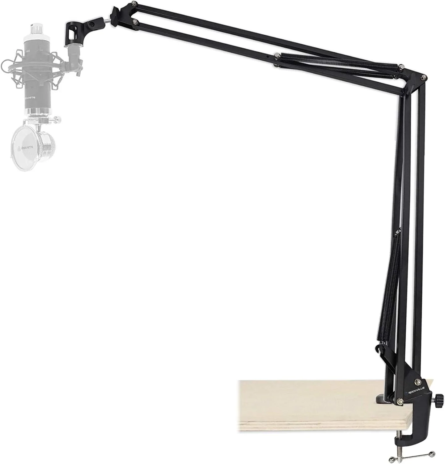پایه میکروفون بازویی راکویل DMS40 با طول 40 اینچ، گیره رومیزی، فولاد بادوام، فنرهای بی صدا، موقعیت یابی انعطاف پذیر، گیره میکروفون محکم، برای پادکست و استریم