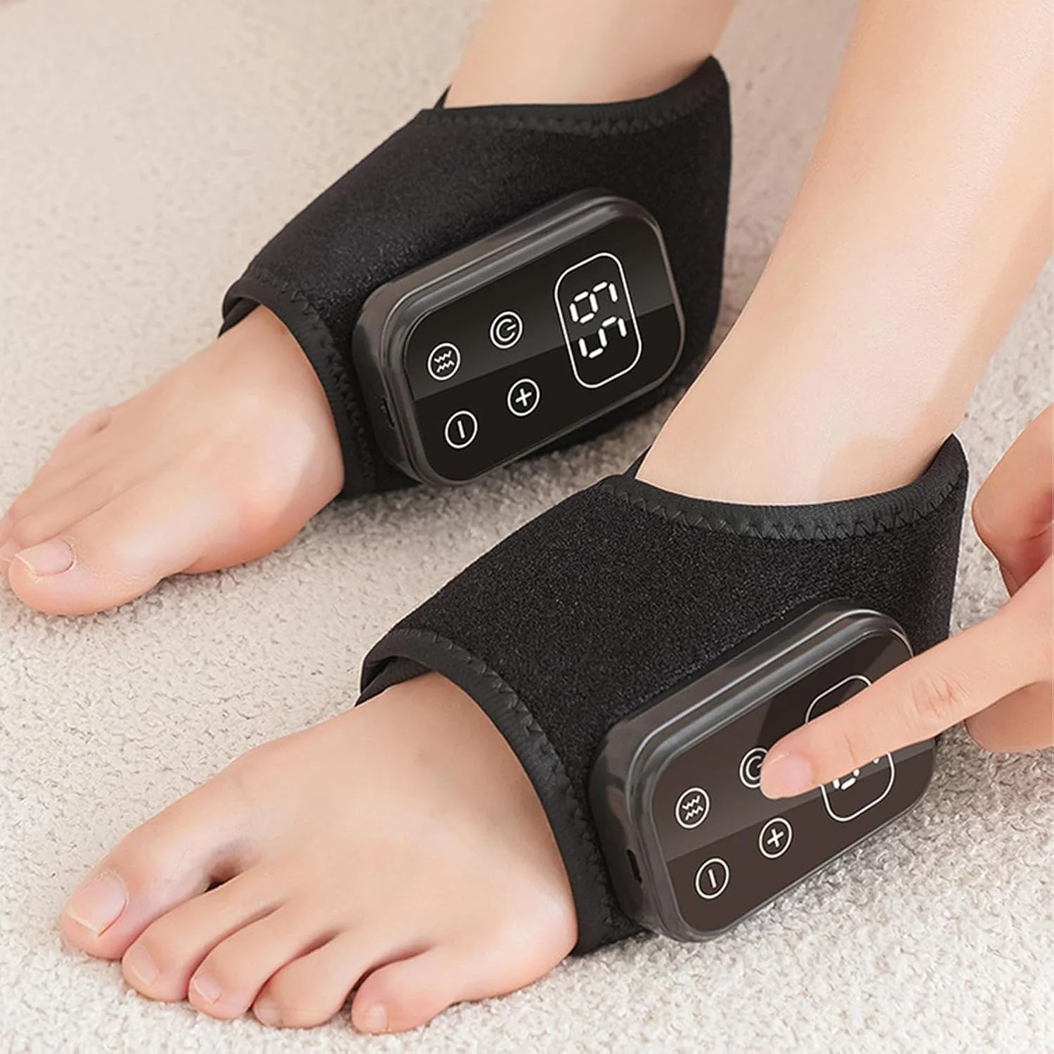ماساژور مچ پا | گرم کننده برقی مچ پا با 5 حالت | پد گرمایشی مچ پا، برای آقایان و سالمندان، مناسب برای مراقبت روزانه از پا در منزل، مسافرت و محل کار