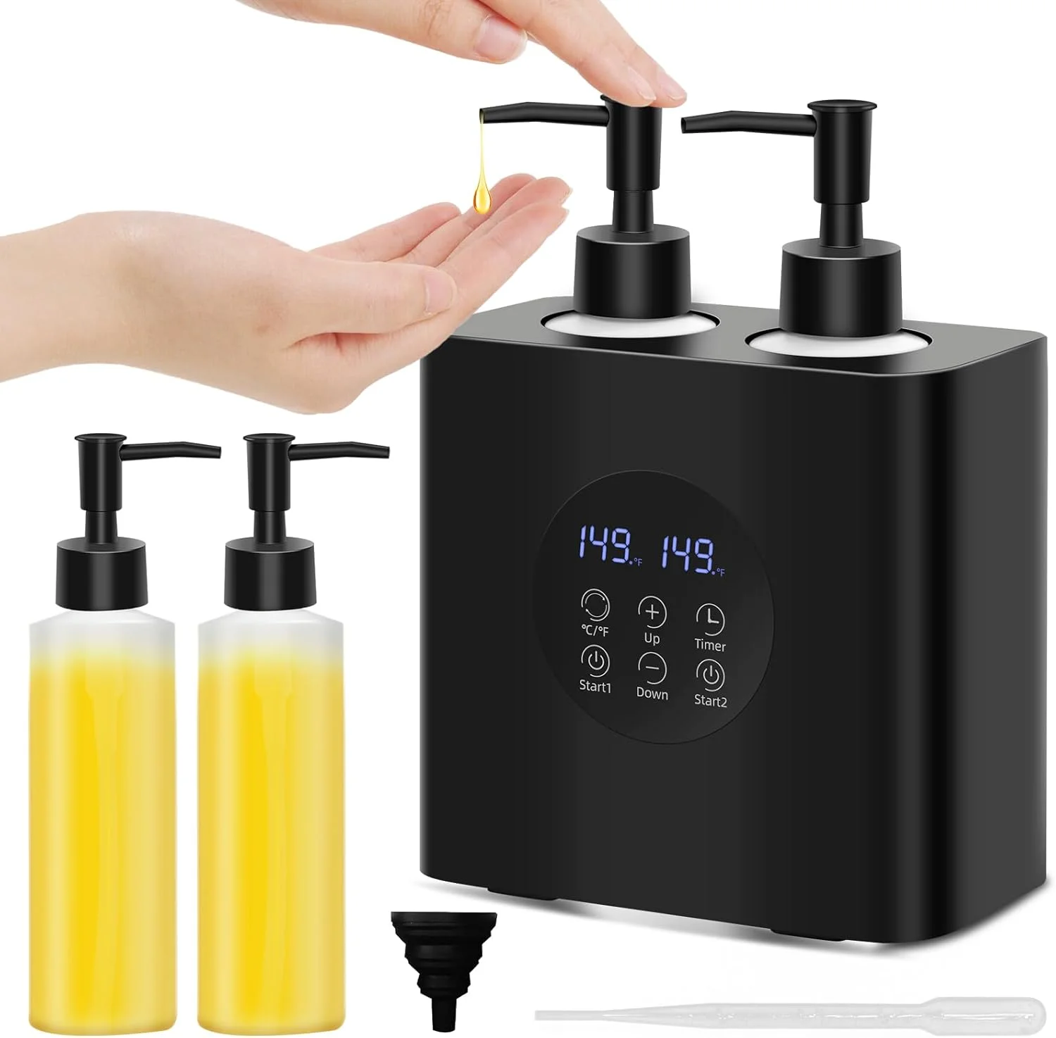 گرم کننده روغن ماساژ با چهار بطری روغن، دستگاه گرم کننده روغن ماساژ iklestar با گرمایش دوگانه، پخش کننده خودکار کرم و لوسیون بدن