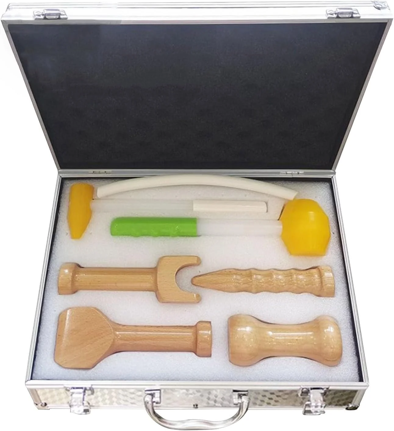 مجموعه ابزار ماساژ چکش، ابزار ماساژ درمانی نقطه طب سوزنی، مناسب برای تسکین درد عضلات مفصلی، فشار کمری گردن و شانه، قوی و محکم (7 قطعه)