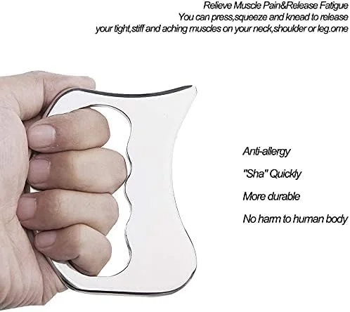 ابزار گوا شا ELECDON از جنس استیل ضد زنگ - ابزار ماساژ خراش برای تحرک بافت نرم، فیزیوتراپی برای پشت، پاها، بازوها