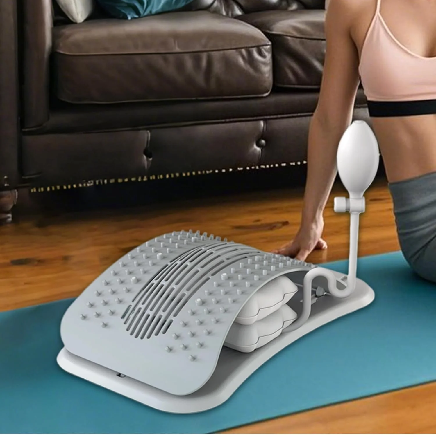 دستگاه رفع گرفتگی کمر - تخته ماساژ کششی کمری | اصلاح کننده پشتیبانی کمری برای تمرینات ورزشی خانگی بانوان و آقایان