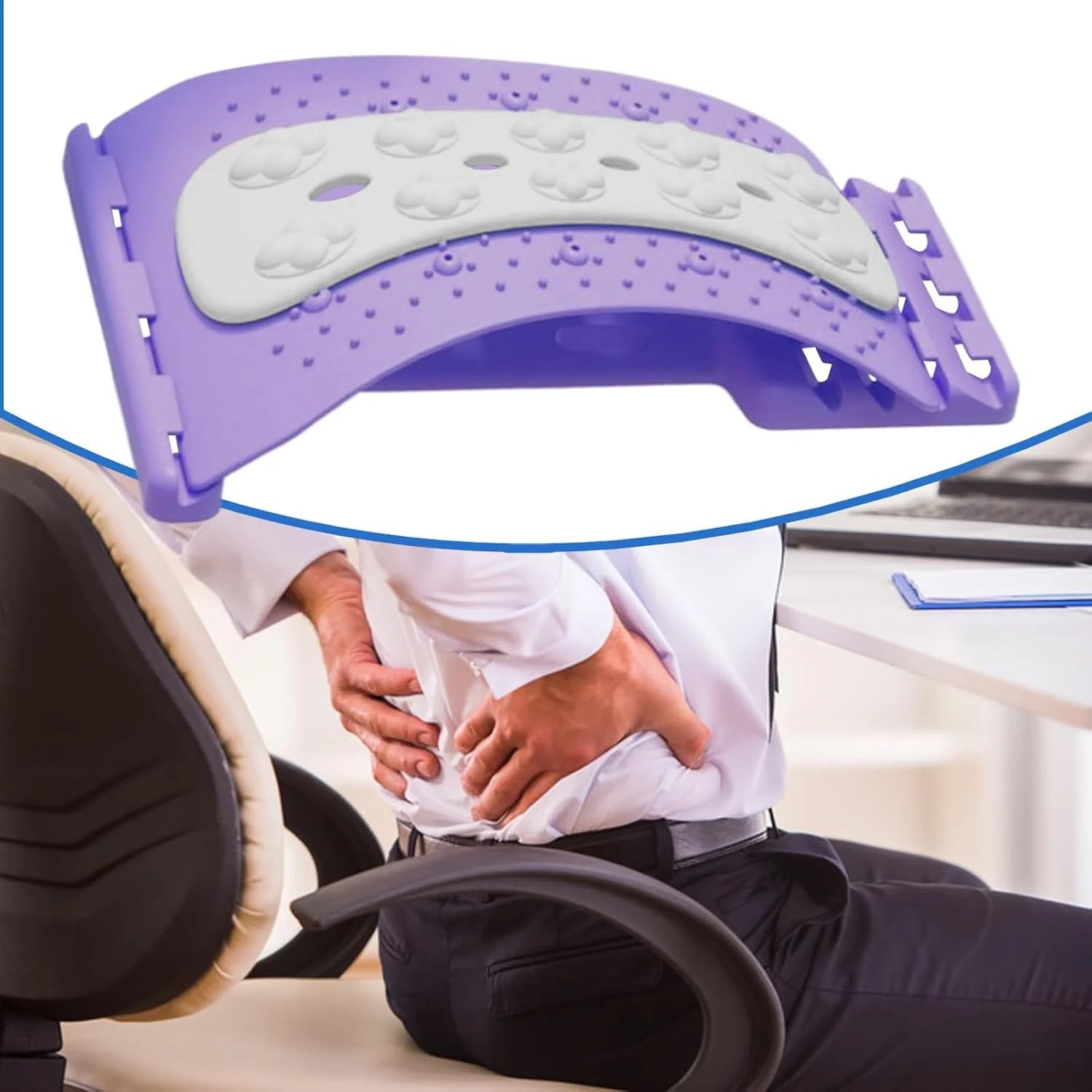 کشش دهنده کمر | ماساژور قوس کششی - پشتیبانی کمری کشش دهنده کمر - برای رفع ناراحتی، ریلکسیشن عضلات، ریکاوری، مناسب برای استفاده در دفتر، مسافرت، مدرسه، بعد از تمرین، آقایان، خانم ها و سالمندان