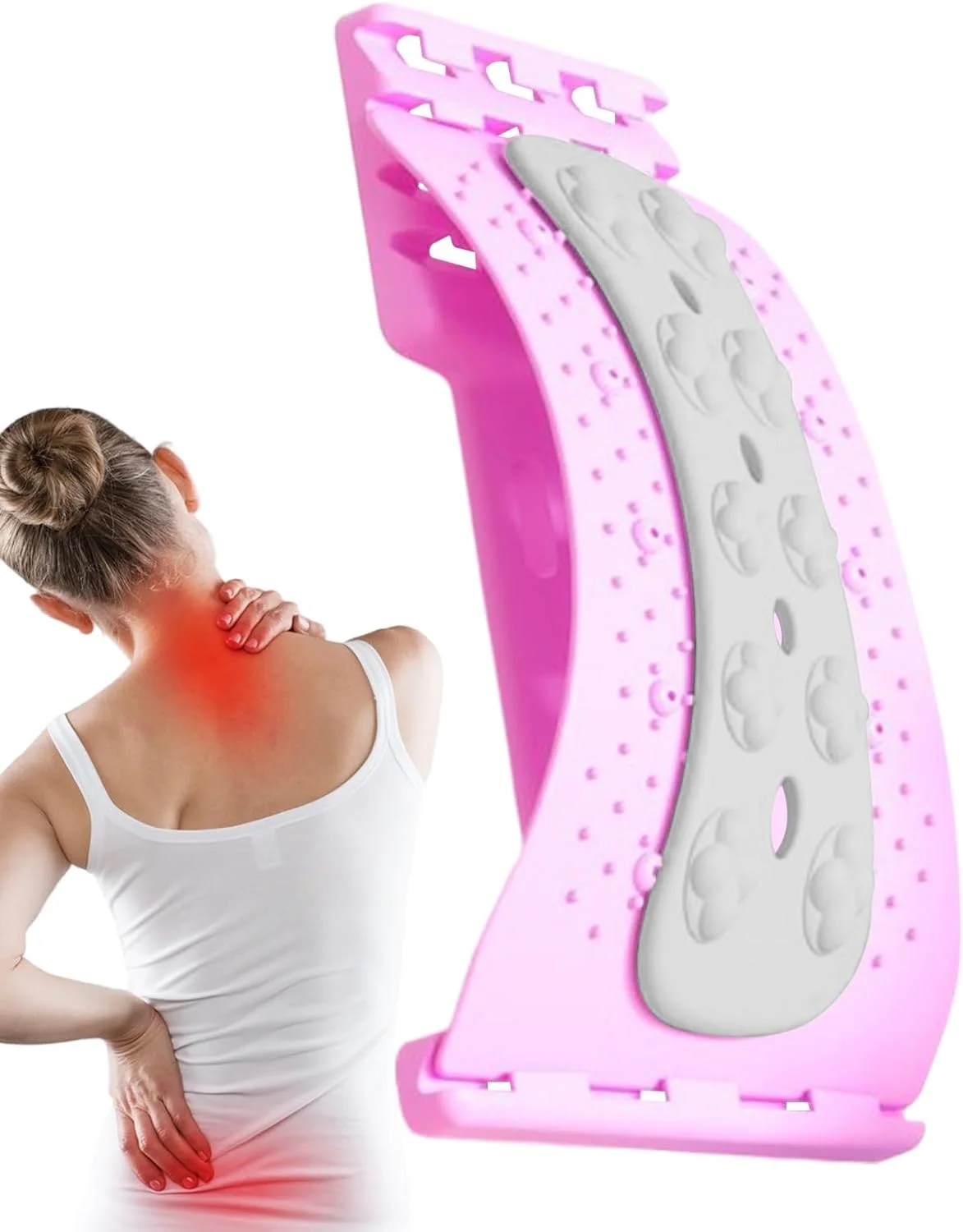 تخته کمری | ماساژور کششی با قابلیت تنظیم سطح، تخته کشش کمری برای ریلکسیشن عضلات ستون فقرات، مناسب برای خانه، محل کار، مدرسه، بعد از تمرین، کار و مطالعه آقایان