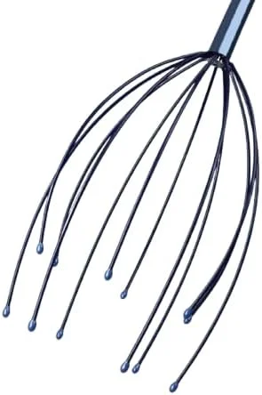 ماساژور دستی سر 7MD Premium، دارای 12 چنگک برای تسکین استرس، رشد مو، بهبود گردش خون پوست سر، آرامش قابل حمل و ماساژ سر برای آقایان و بانوان (آبی)