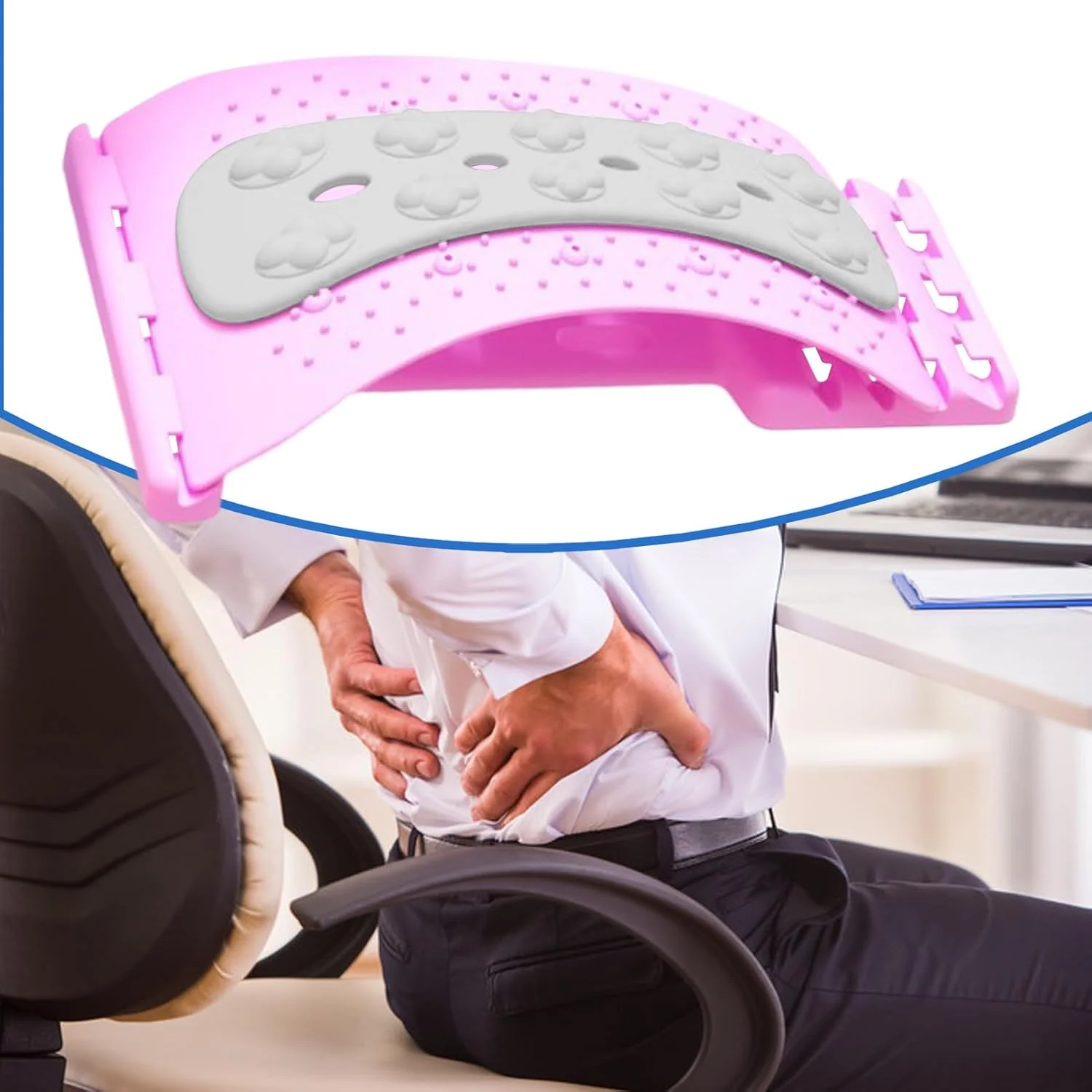 ماساژور کششی کمری قوس دار | وسیله رفع گرفتگی عضلات کمر | برای ریلکسیشن عضلات ستون فقرات، ریکاوری، مناسب منزل، محل کار، مدرسه، بعد از تمرین، مطالعه، آقایان