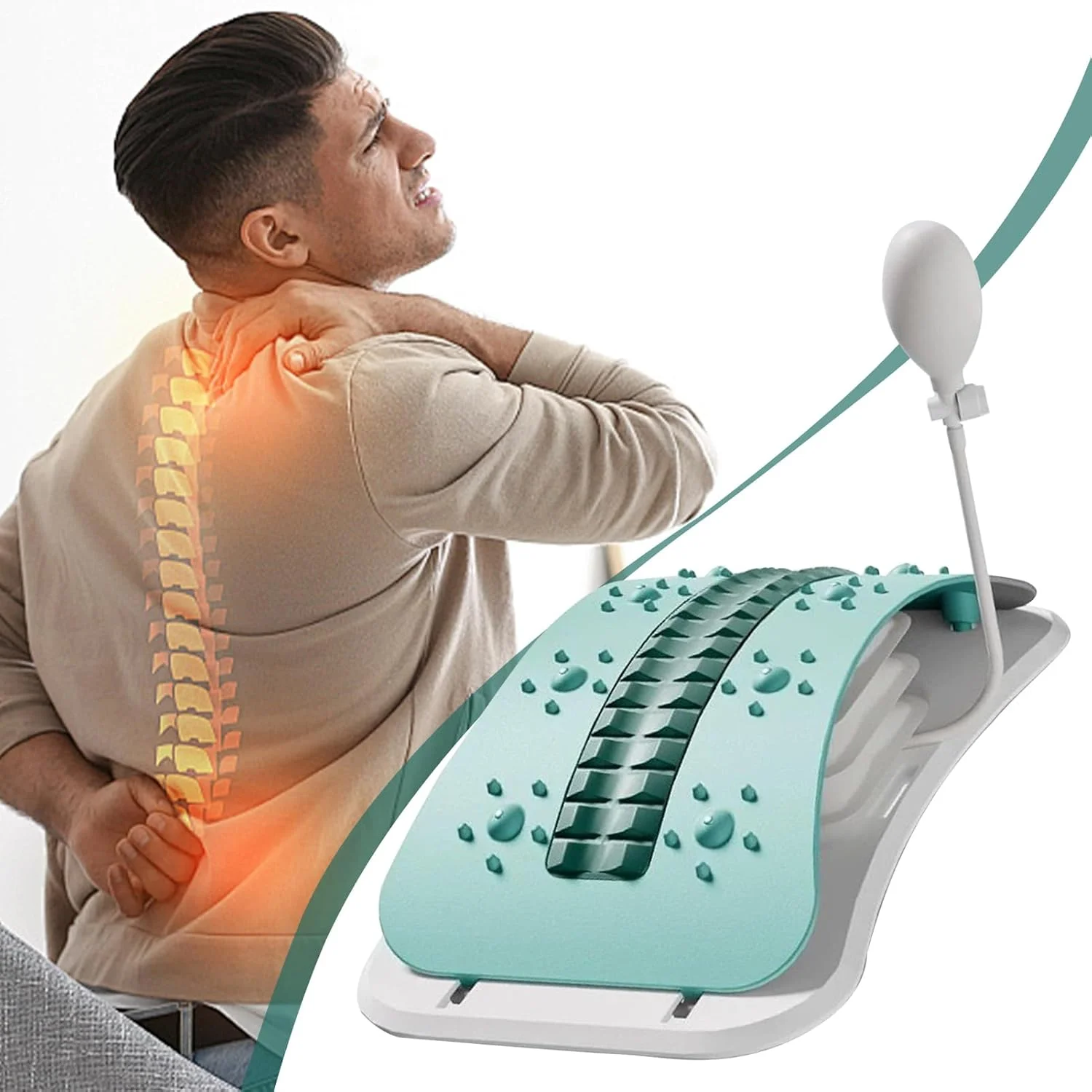 تخته کشش کمر، ماساژور قابل تنظیم تخته ترک کمر، پشتیبانی کمر تخته ای، تجهیزات کششی ماساژور ترک دهنده ستون فقرات، برای خانه، دفاتر، خوابگاه، آپارتمان