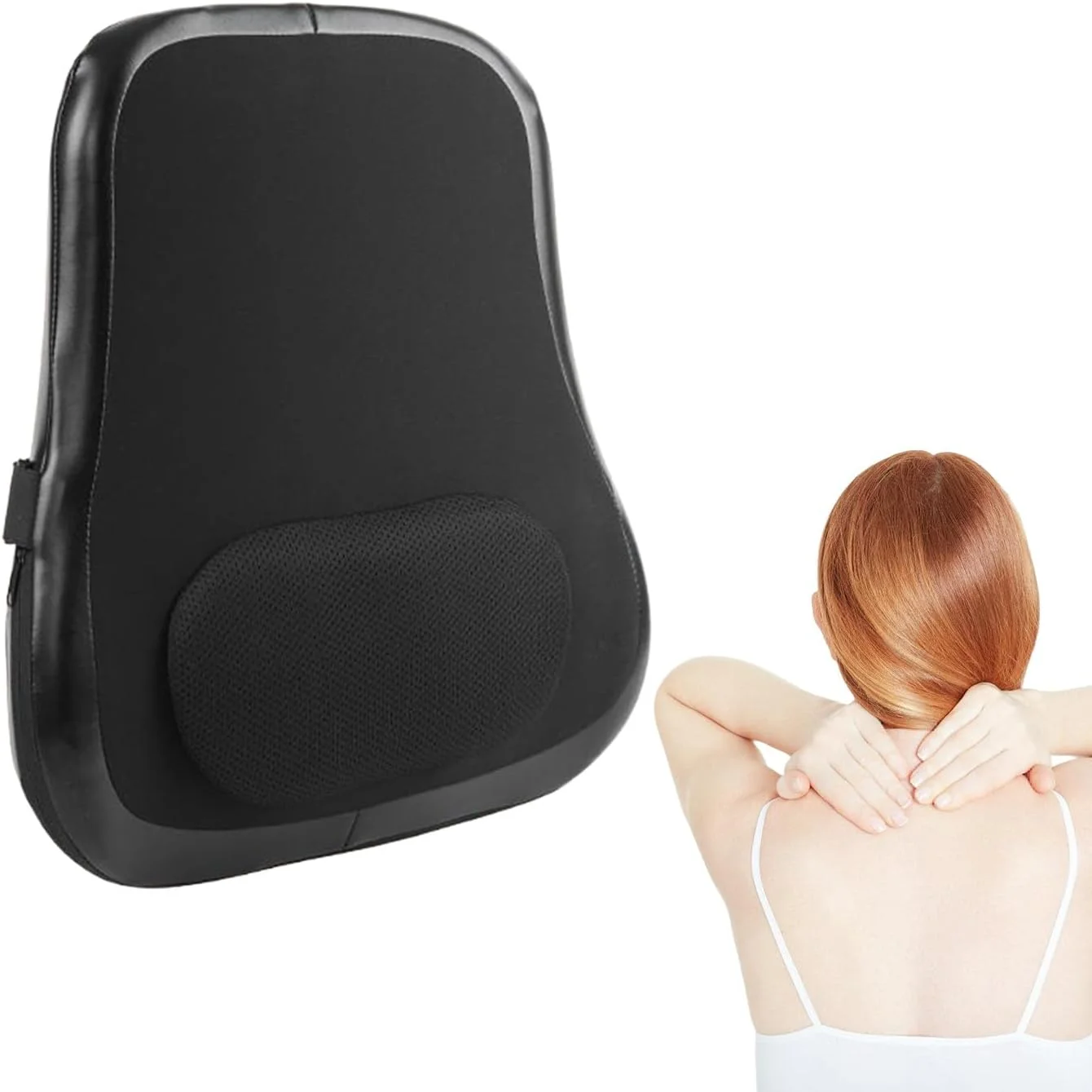 ماساژور گردن و کمر با گرما - ماساژور گرمایشی کمر | کوسن برقی بدون سیم برای پشتیبانی از کمر مناسب برای زنان و مردان، محل کار، ریکاوری ورزشی، خانه، مسافرت، صندلی ماشین