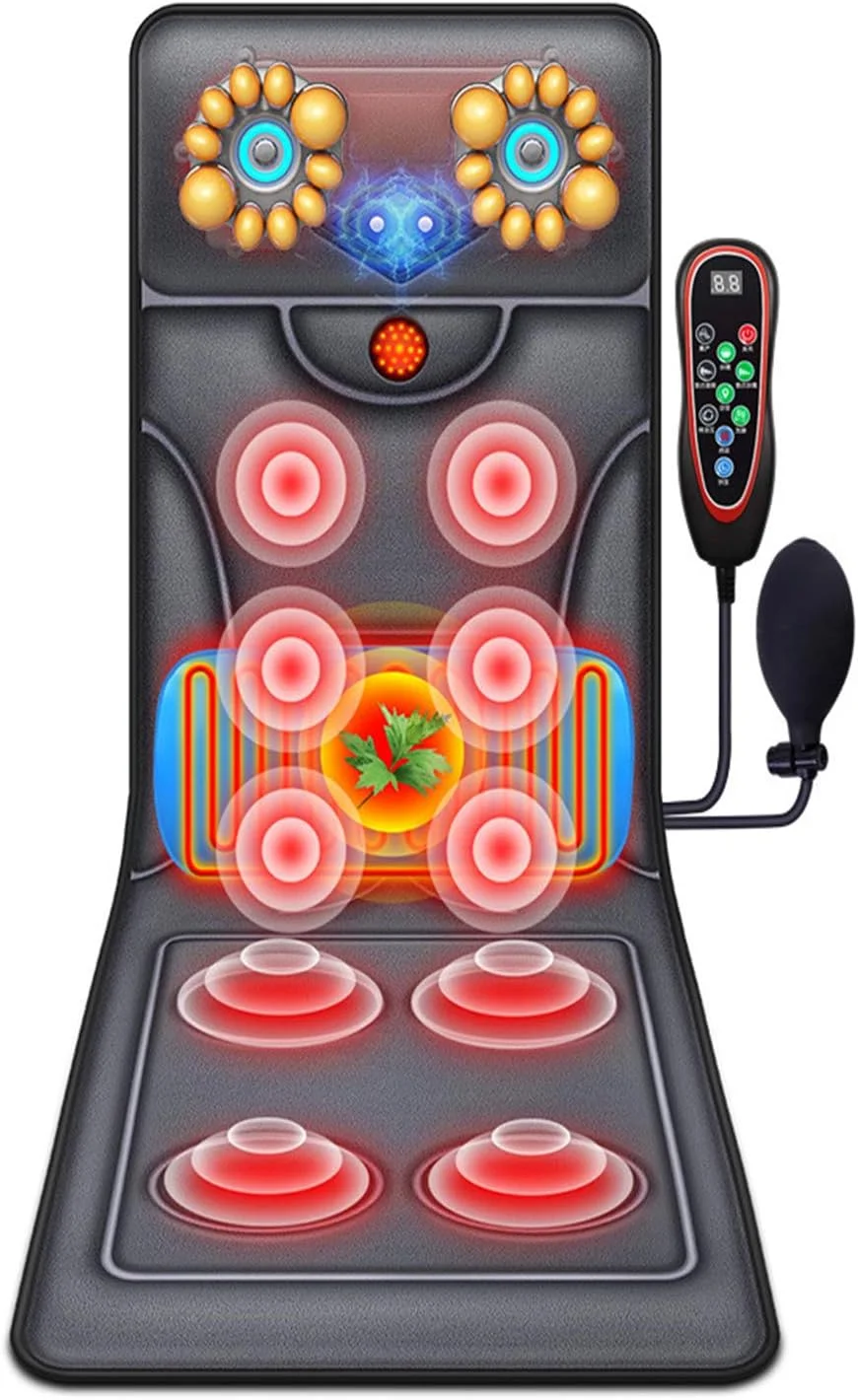 تشک ماساژ تمام بدن با گرما، پد تشک ماساژور ویبره چند منظوره، کوسن ماساژور تمام بدن برای تسکین درد کمر، عضلات و پا