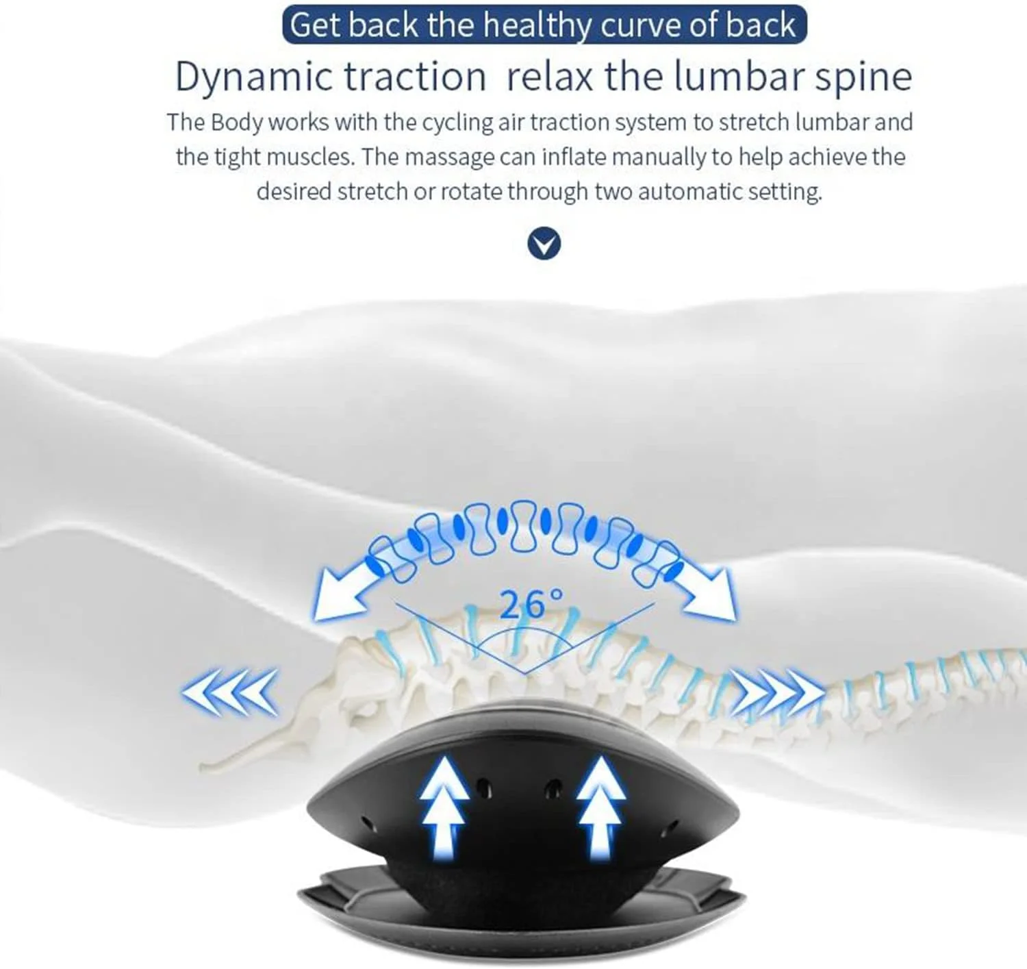 ماساژور هوشمند برقی کمری، ماساژور کمر، ماساژور پشت، اصلاح کننده ستون فقرات با کشش دینامیک، گرما درمانی، ماساژ ویبره