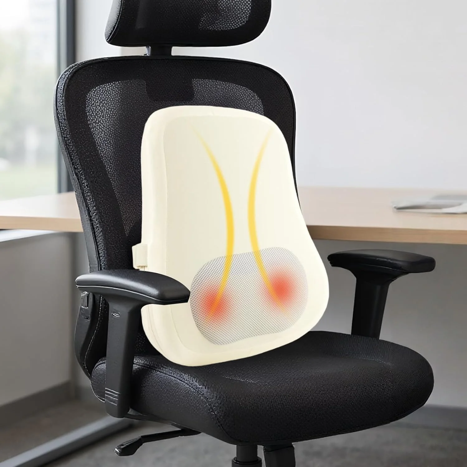 ماساژور گردن و کمر با گرما، ماساژور قابل حمل کمر با گرما | کوسن برقی بی سیم برای پشتیبانی از کمر برای مردان زنان ریکاوری ورزشی مسافرت صندلی ماشین خانه