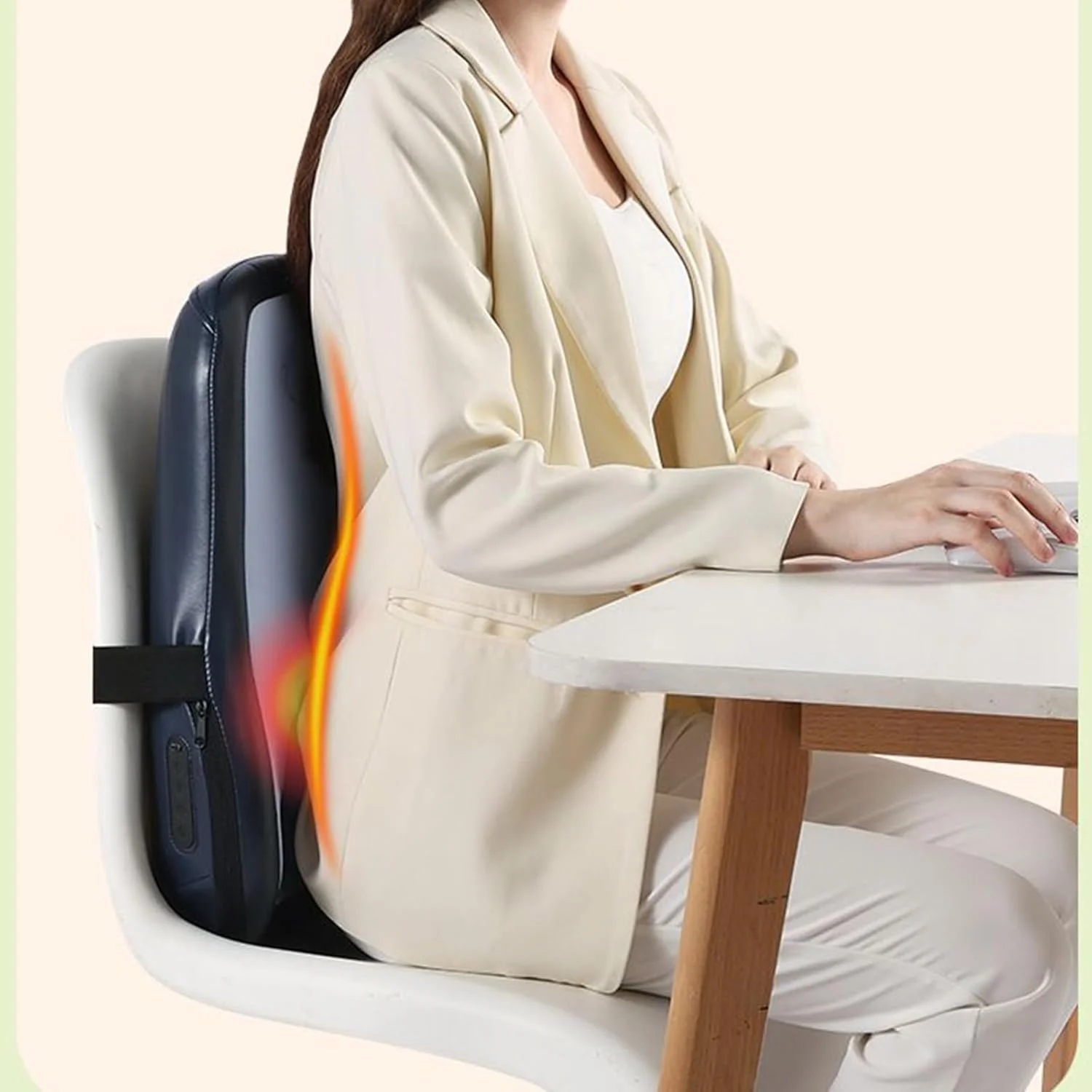 ماساژور پایین کمر | ماساژور گرمایشی کمر | کوسن برقی و بدون سیم برای پشتیبانی از کمر مناسب برای زنان و مردان، محل کار، ریکاوری ورزشی، منزل، مسافرت، صندلی ماشین و صندلی اداری