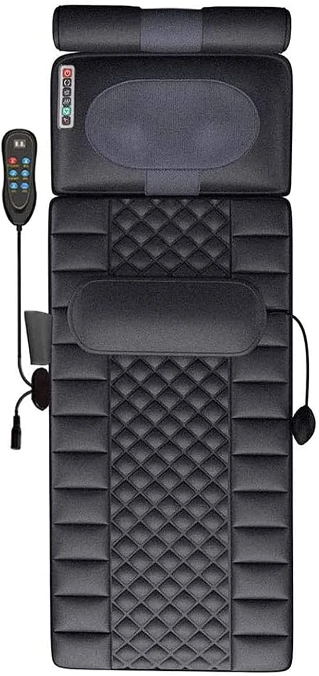 تشک ماساژور حرارتی با 10 موتور ویبره، پد ماساژور کل بدن، دارای گرمایش برای پشت، گردن، کمر، ناحیه تحتانی کمر و ران، 9 حالت ماساژ