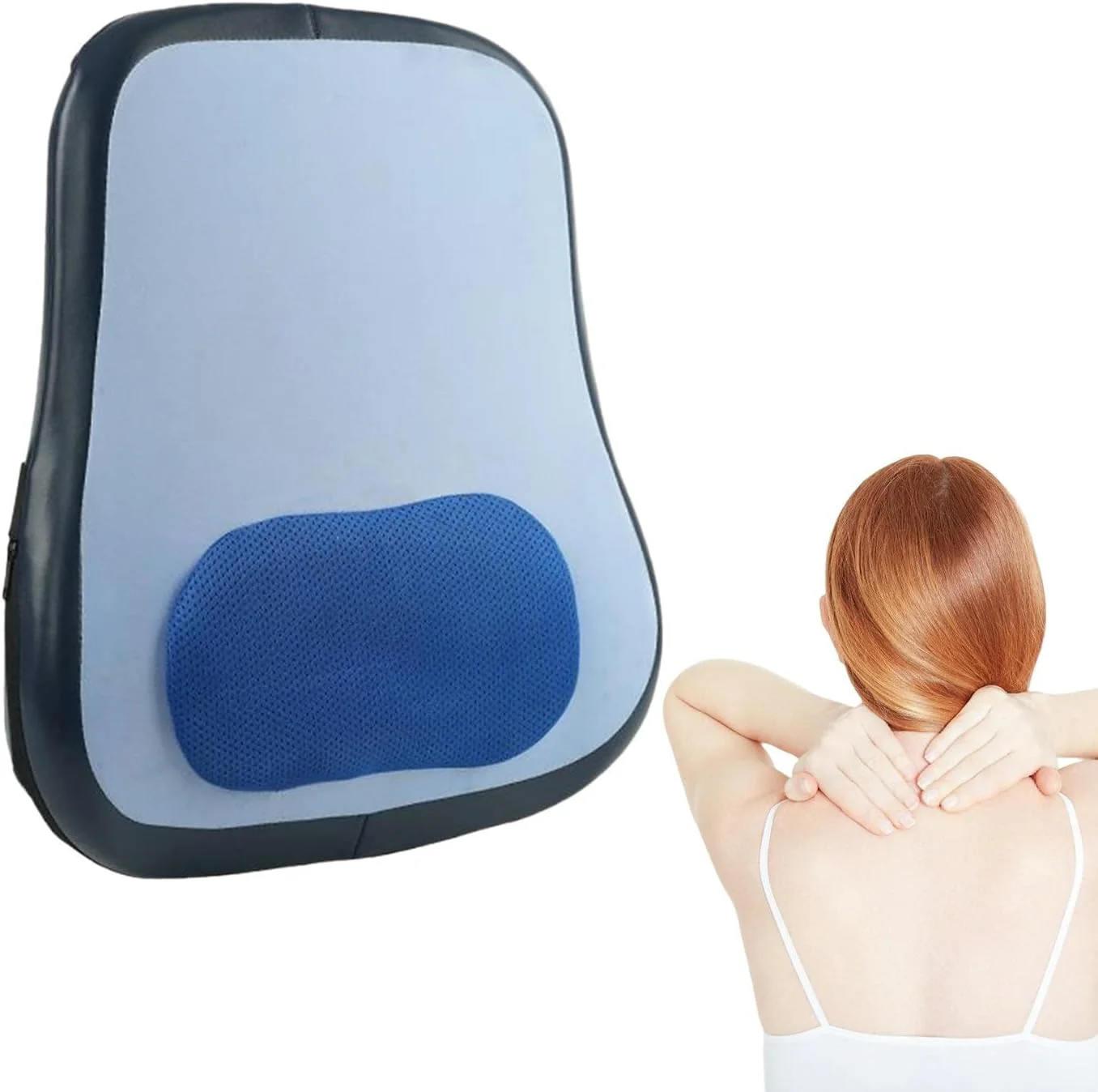 ماساژور کمر | ماساژور قابل حمل کمر با گرمایش - کوسن برقی و بدون سیم برای پشتیبانی از کمر، مناسب برای زنان و مردان، محل کار، ریکاوری ورزشی، خانه، مسافرت، صندلی ماشین