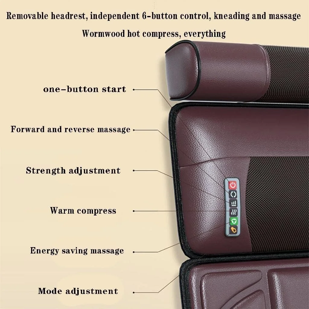 تشک ماساژ گرمایشی با ۲۰ سر ماساژ شیاتسو گردن، پد گرمایشی تشک ماساژ کل بدن، کوسن تشک ماساژور برای تسکین درد کمر، پا و ماساژ