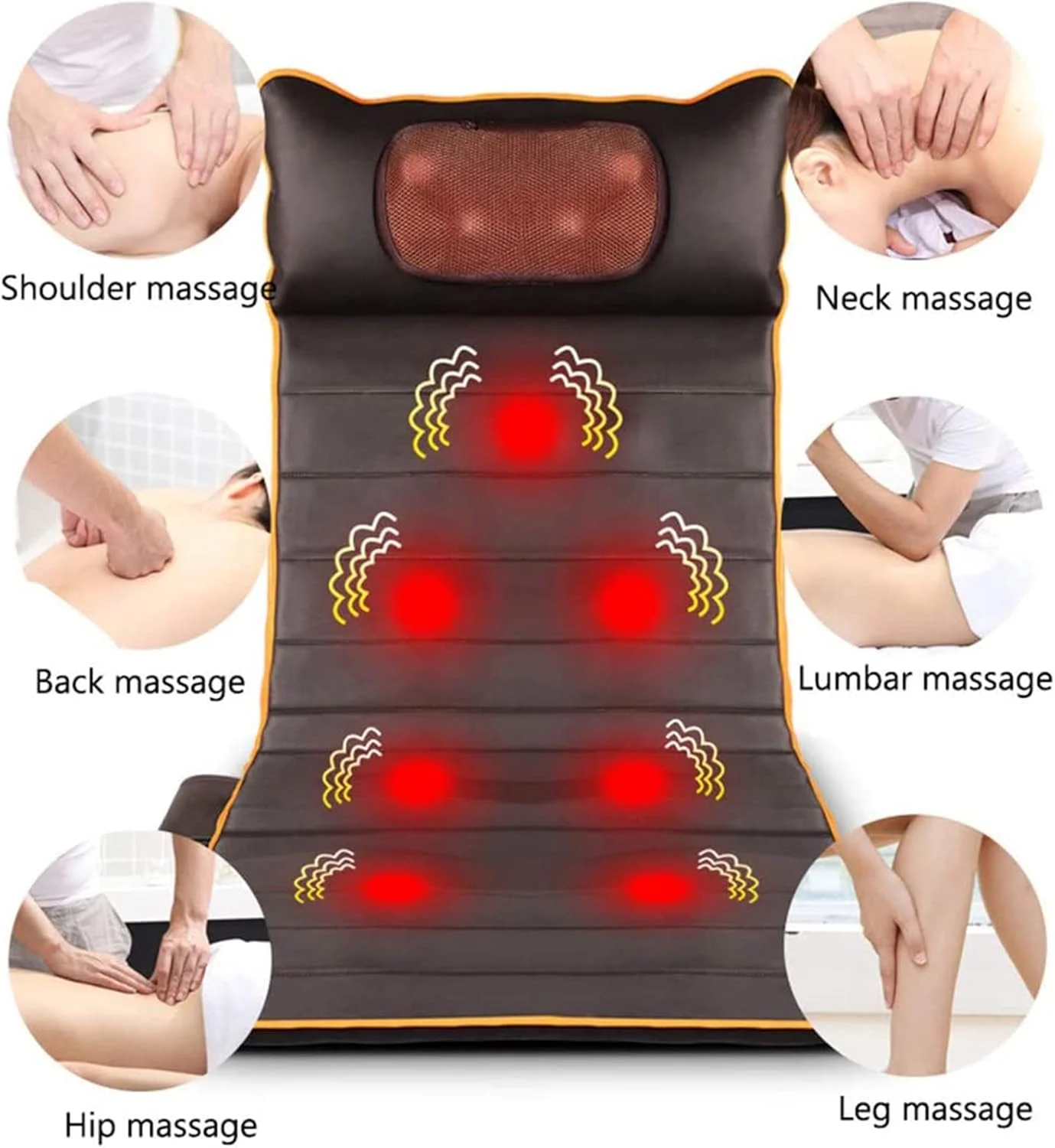 تشک ماساژ با گرما - 9 سطح شدت و 9 حالت ماساژ، تشک ماساژور کل بدن با گرمایش، ماساژور کمر برای تسکین درد کمر، ماساژ کامل بدن