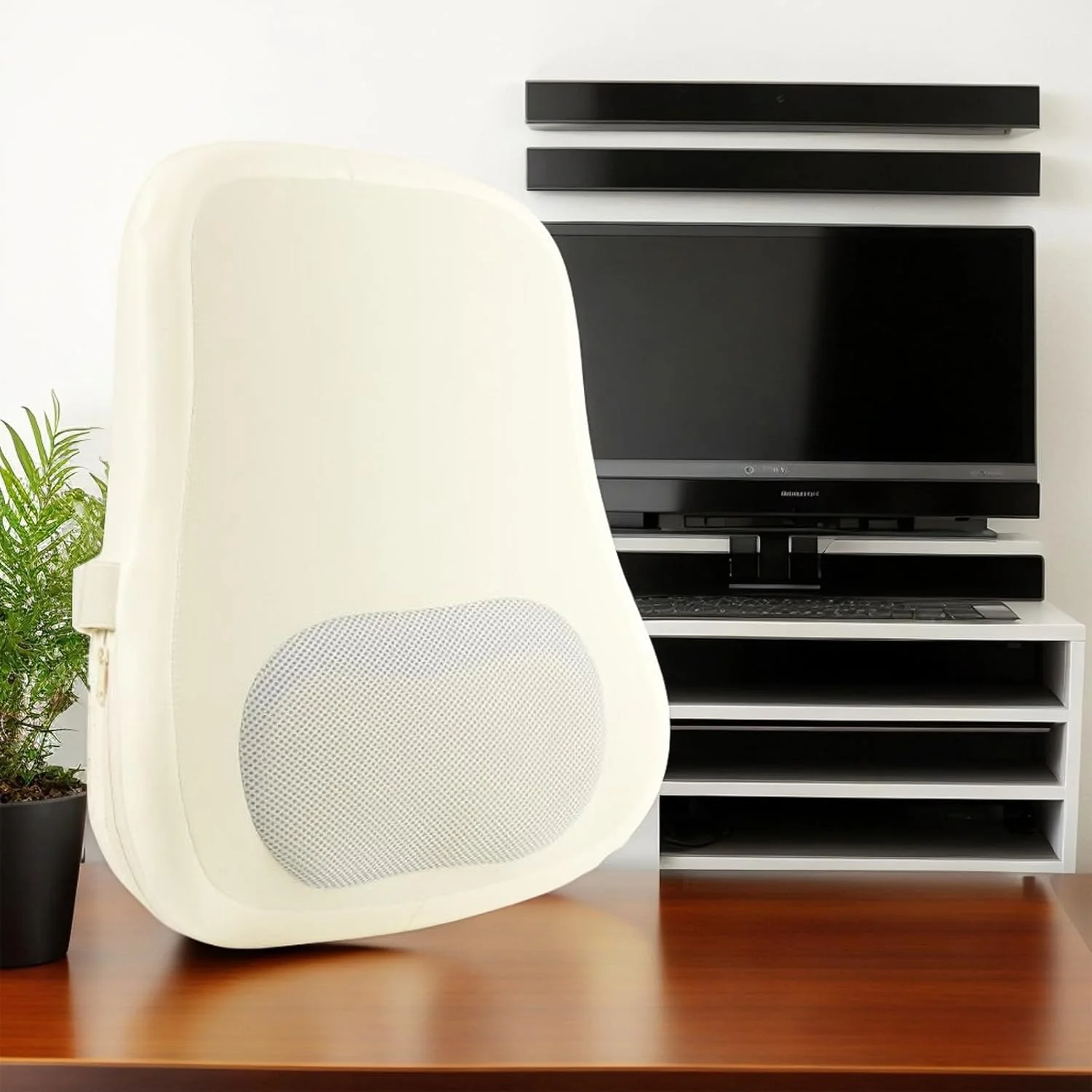 ماساژور کمر با گرما، ماساژور قابل حمل کمر با گرما - کوسن برقی پشتیبانی کمری بدون سیم برای مردان زنان ریکاوری ورزشی مسافرت صندلی ماشین خانه