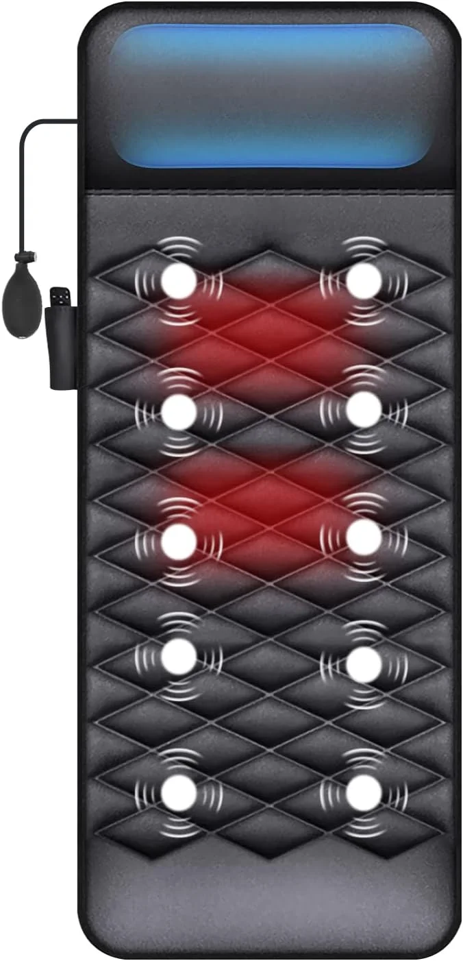 تشک ماساژ تمام بدن با گرما، پد ماساژور ویبره با 10 موتور، پد صندلی ماساژور کمر برای تسکین خستگی و آرامش عضلات گردن، شانه، کمر، پاها، مناسب برای استفاده خانگی آقایان و بانوان