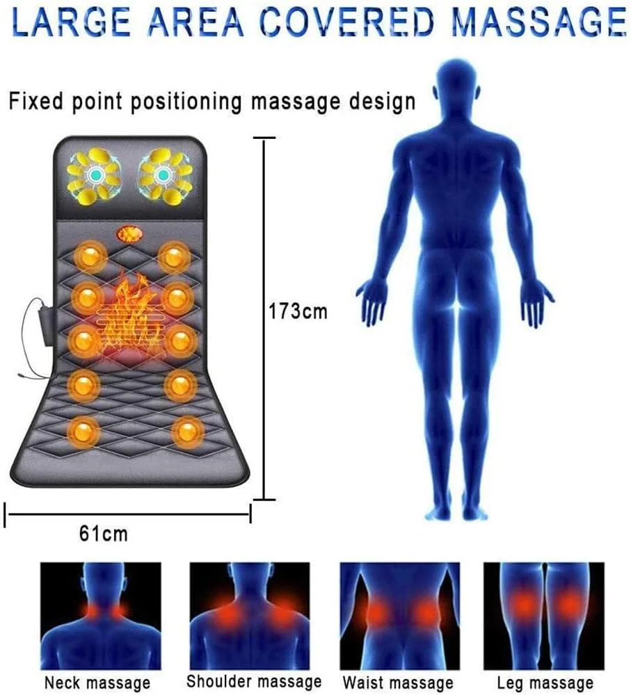 تشک ماساژور تمام بدن آراست و ماساژور گردن شیاتسو - 10 موتور ماساژ قدرتمند، تشک ماساژور تمام بدن گرمایشی شامل پشت، گردن، کمر، ستون فقرات و ران LEOWE