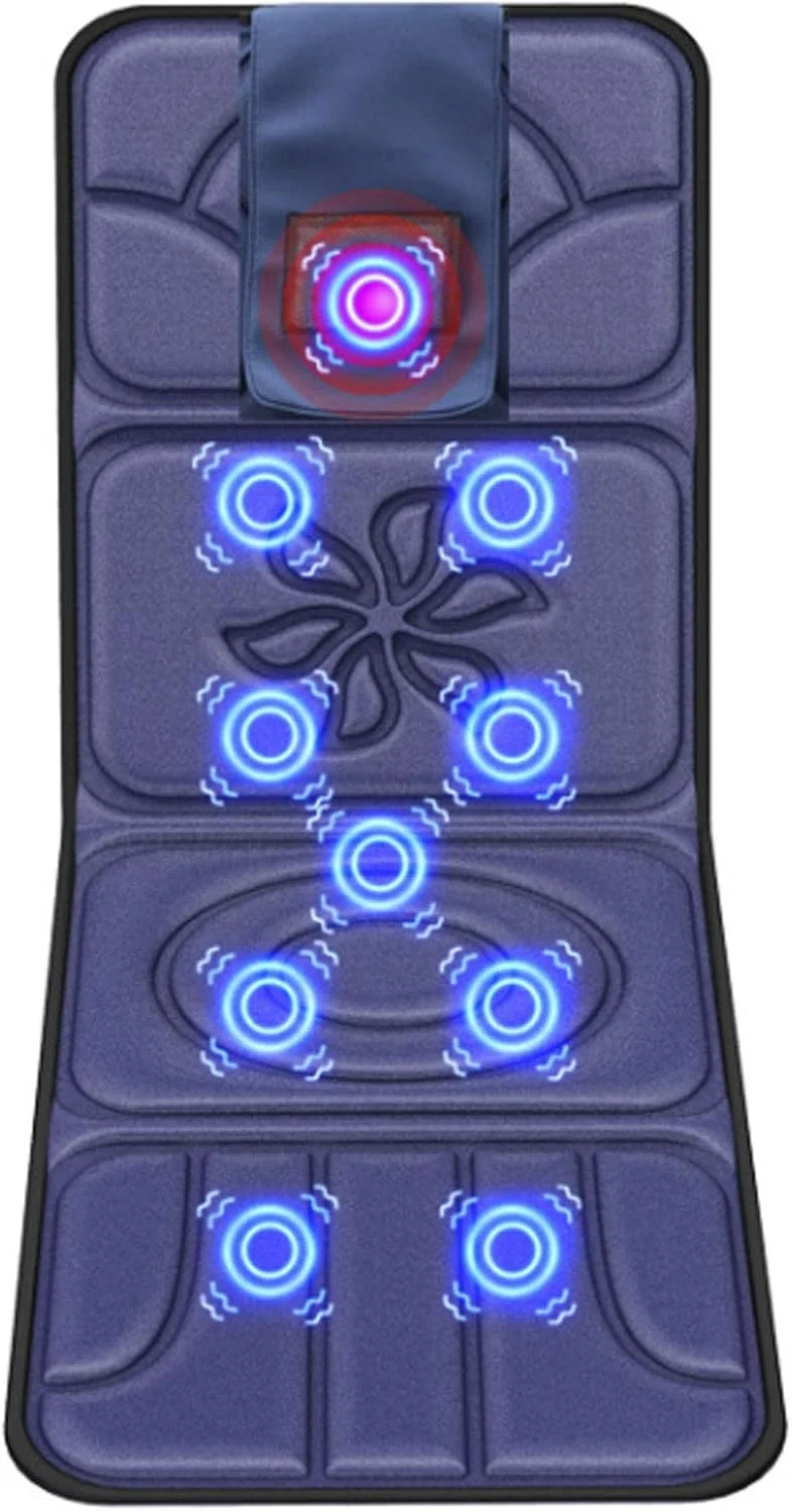 تشک ماساژ گرمایشی، پد گرمایشی تشک ماساژور تمام بدن برای تسکین درد کمر، پا، ماساژ نبض موجی تمام پشت، راحت و تاشو، هدیه ای مناسب