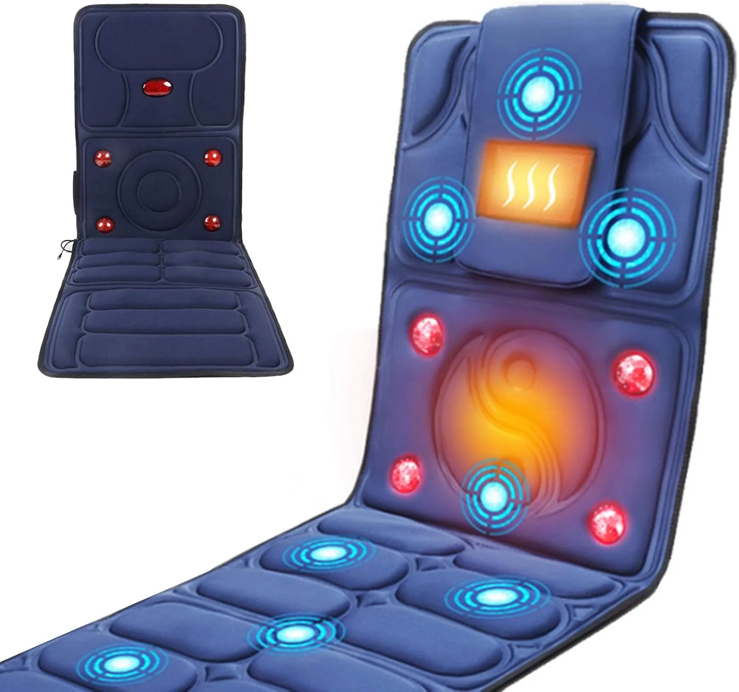 تشک ماساژ، ماساژور کمر، تشک ماساژ گرمایشی، تسکین درد کمر، ماساژور تمام بدن، پد صندلی ماساژ گرمایشی برای گردن و کمر، ریلکسیشن عضلات ساق پا، انعطاف پذیر و تاشو