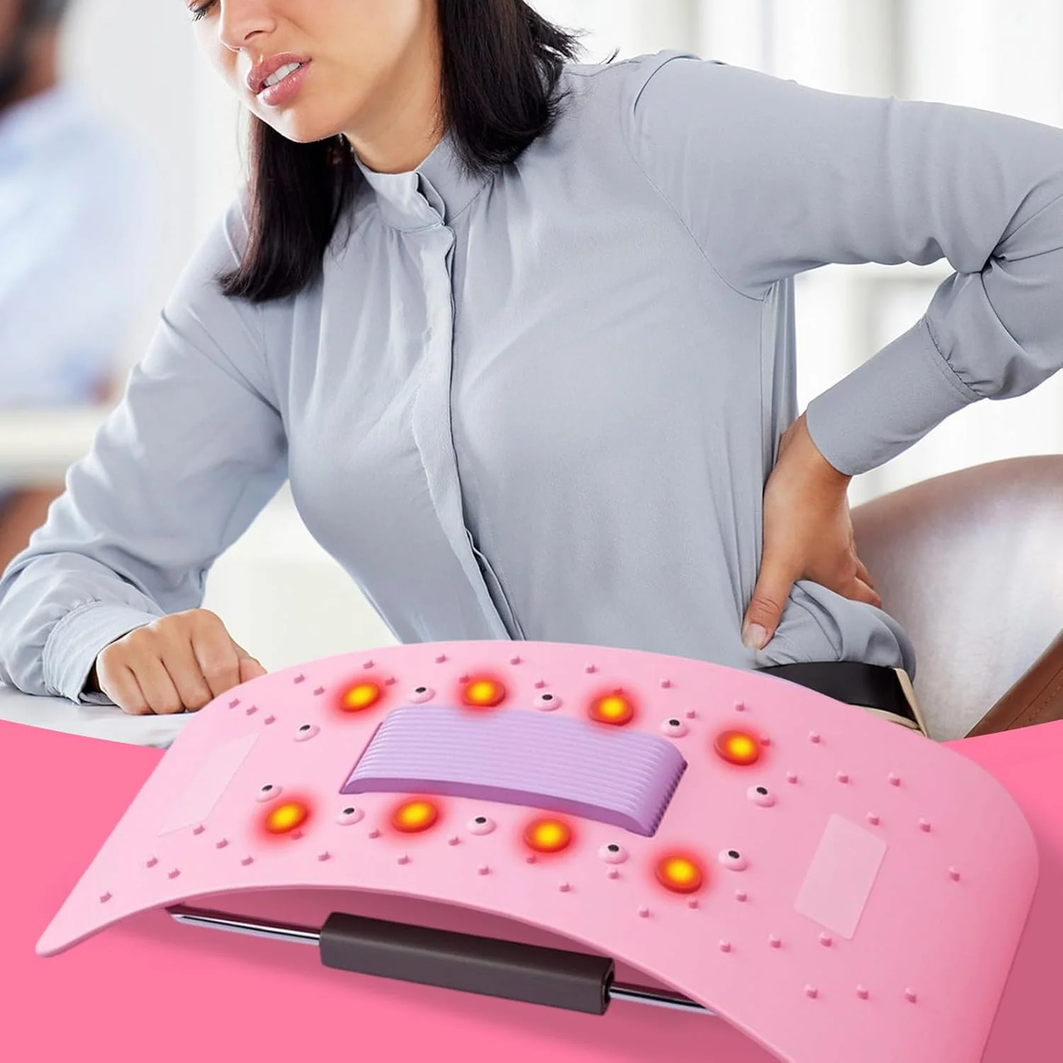 تخته کمری، ماساژور کششی قابل تنظیم | تخته پشتیبانی کمر، برای تسکین ناراحتی، ریلکسیشن عضلات بدن، مناسب آقایان و بانوان، قابل استفاده در خانه، باشگاه و بعد از تمرین