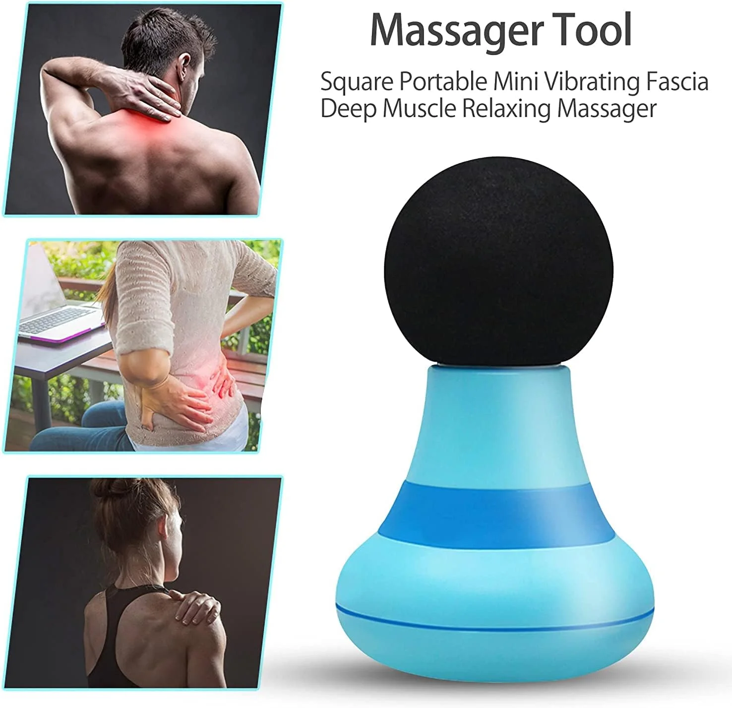 ماساژور دستی الکتریکی کوچک Nnewvante مدل ارتقا یافته 2.0 اینچ * 4.5 اینچ، دارای 6 حالت لرزش قدرتمند، بی سیم، قابل حمل، مناسب برای ماساژ شانه، گردن و کمر آقایان و بانوان (آبی)