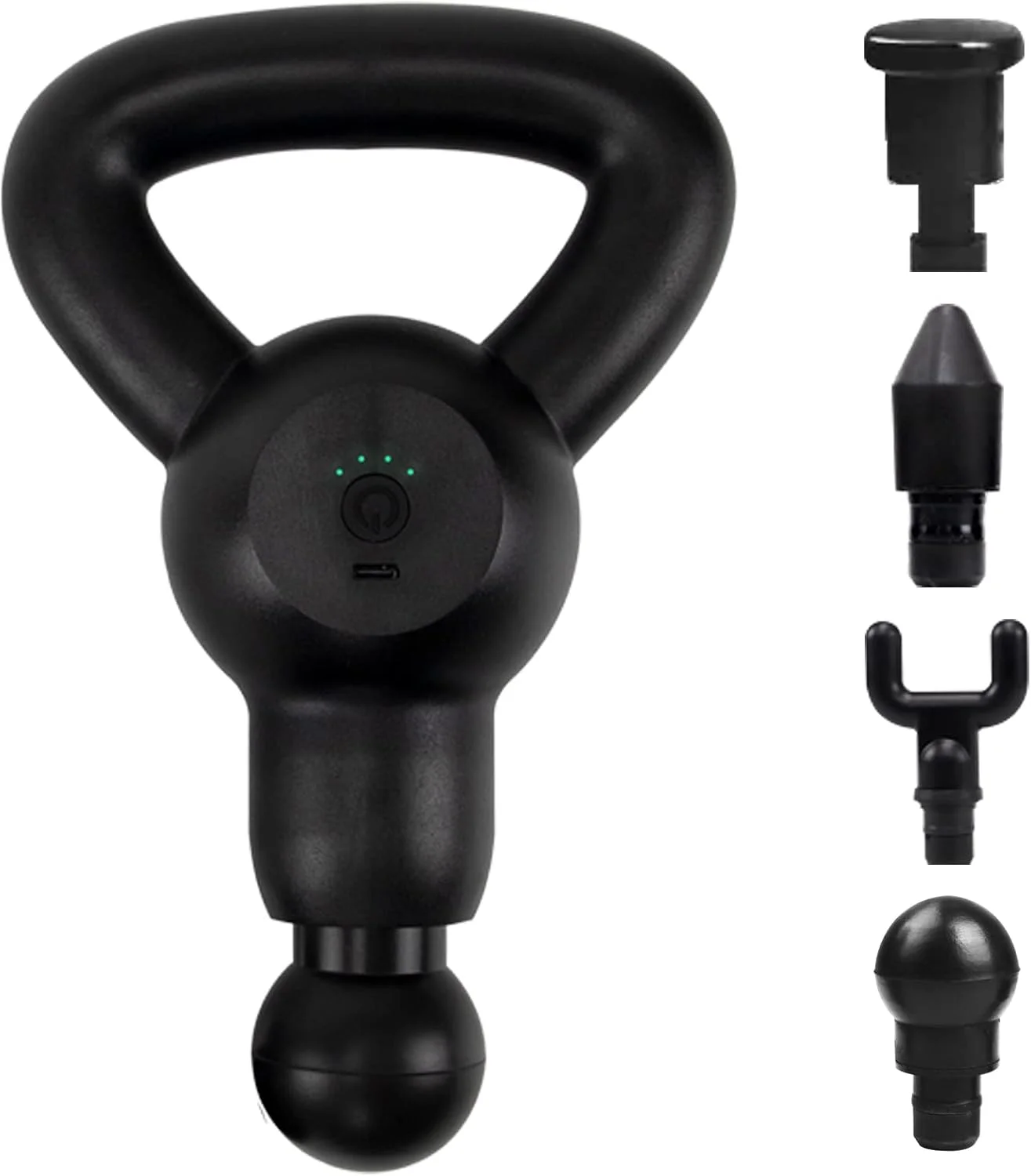 ماساژور ضربه ای بافت عمیق مینی برای ورزشکاران با 4 نوع سری ماساژ و 4 سرعت قابل تنظیم، قابل شارژ برای تسکین درد و آرامش عضلات، مشکی