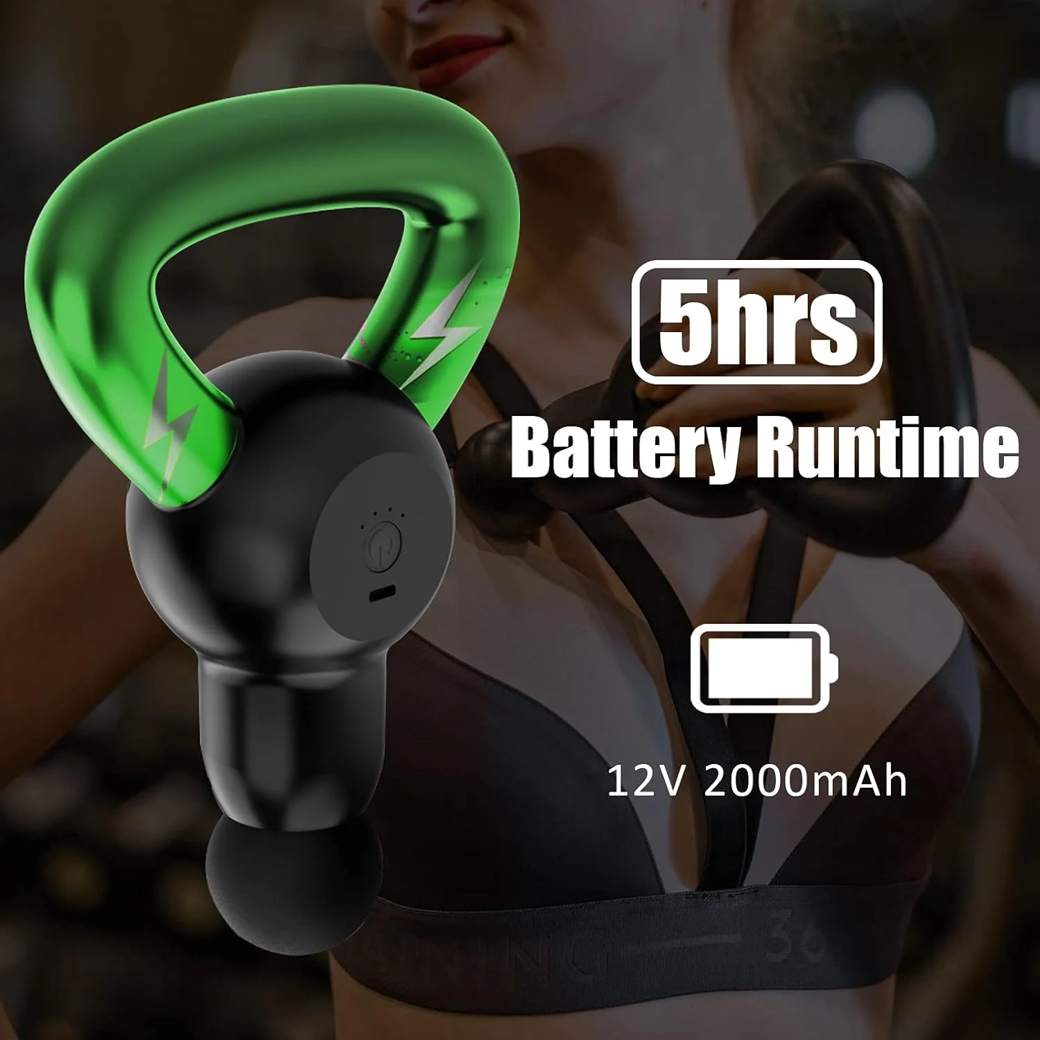 ماساژور ضربه ای بافت عمیق مینی برای ورزشکاران با 4 نوع سری ماساژ و 4 سرعت قابل تنظیم، قابل شارژ برای تسکین درد و آرامش عضلات، مشکی