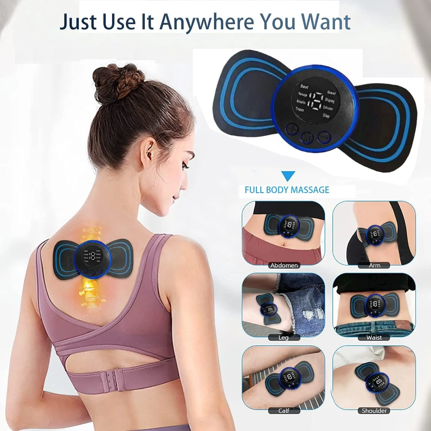 ماساژور گردن با 8 حالت، ماساژور کل بدن، مینی ماساژور قابل حمل برای تسکین تنش عضلانی، خستگی، درد، شارژ USB برای گردن شانه پشت کمر بازوها پاها دردها برای خانه و محل کار