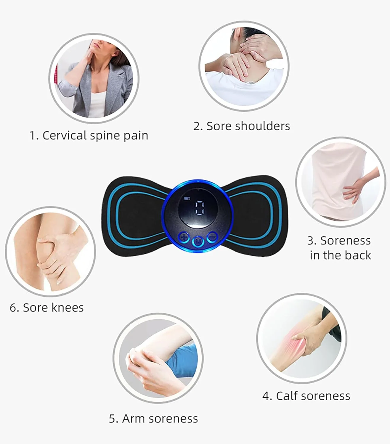 پد ماساژور هوشمند گردن، دستگاه مینی پالس الکتریکی بی سیم قابل حمل برای تسکین درد گردن و شانه، مناسب برای استفاده در خانه و مسافرت، شدت قابل تنظیم برای آقایان و بانوان، مشکی