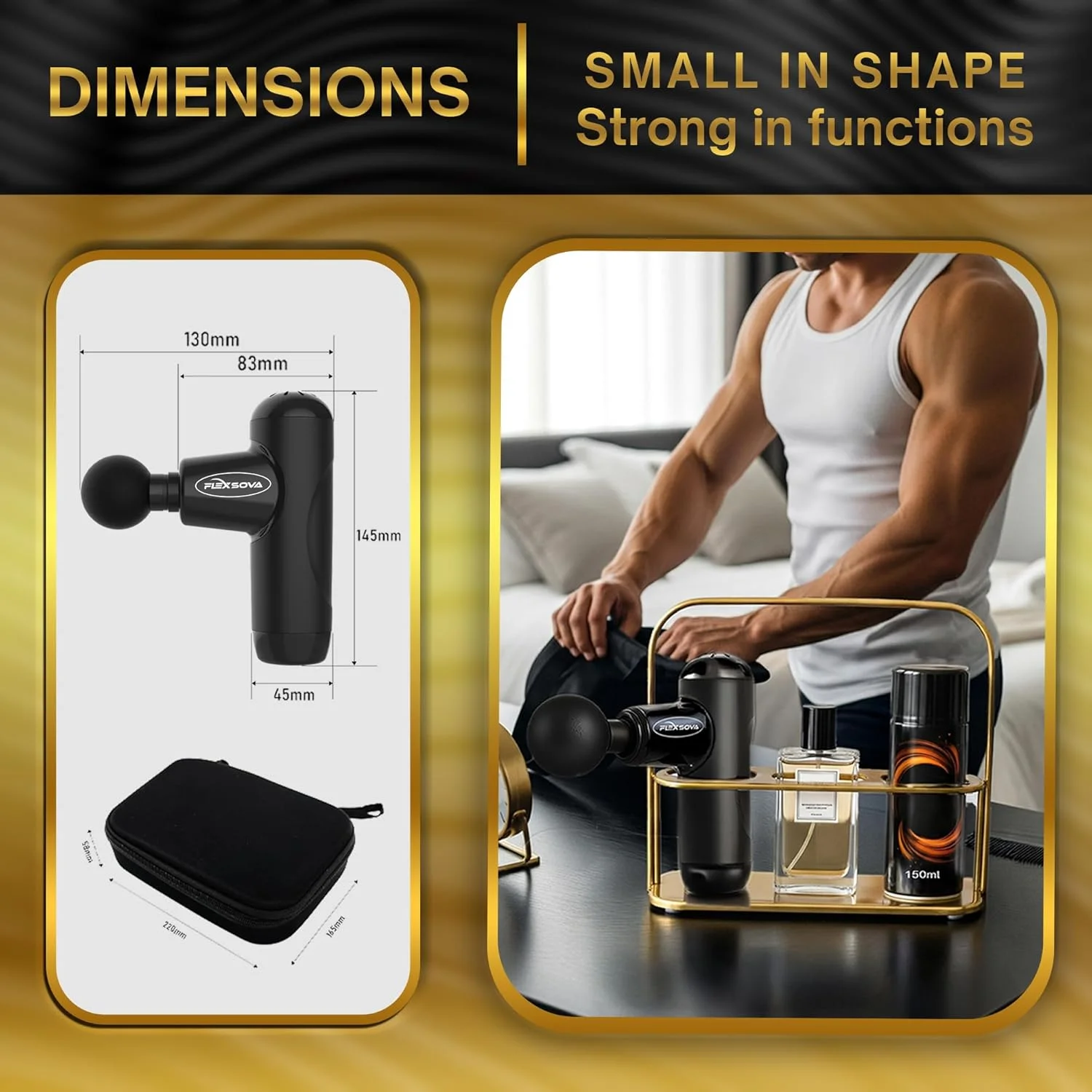 ماساژور ضربه ای کوچک، ماساژور بافت عمیق جیبی، فوق العاده کوچک و قابل حمل و بی صدا برای ریکاوری عضلات و تسکین درد، مشکی