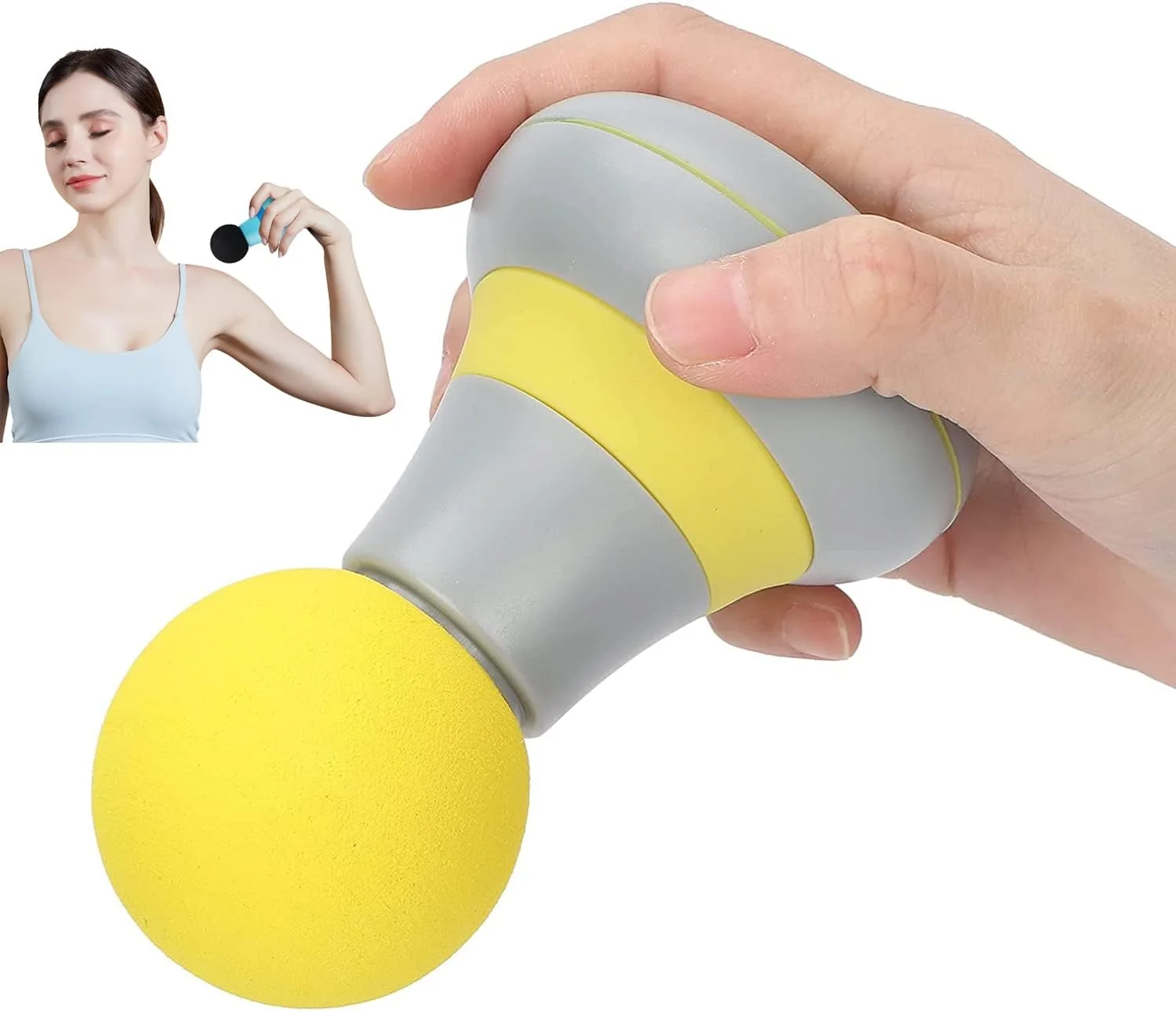 ماساژور کوچک، ابزار ماساژ بافت عمیق جیبی قابل حمل، ماساژور برقی دستی با 6 حالت لرزش، ماساژور بدن با شارژ USB برای تسکین درد عضلات پشت گردن شانه پا (زرد)